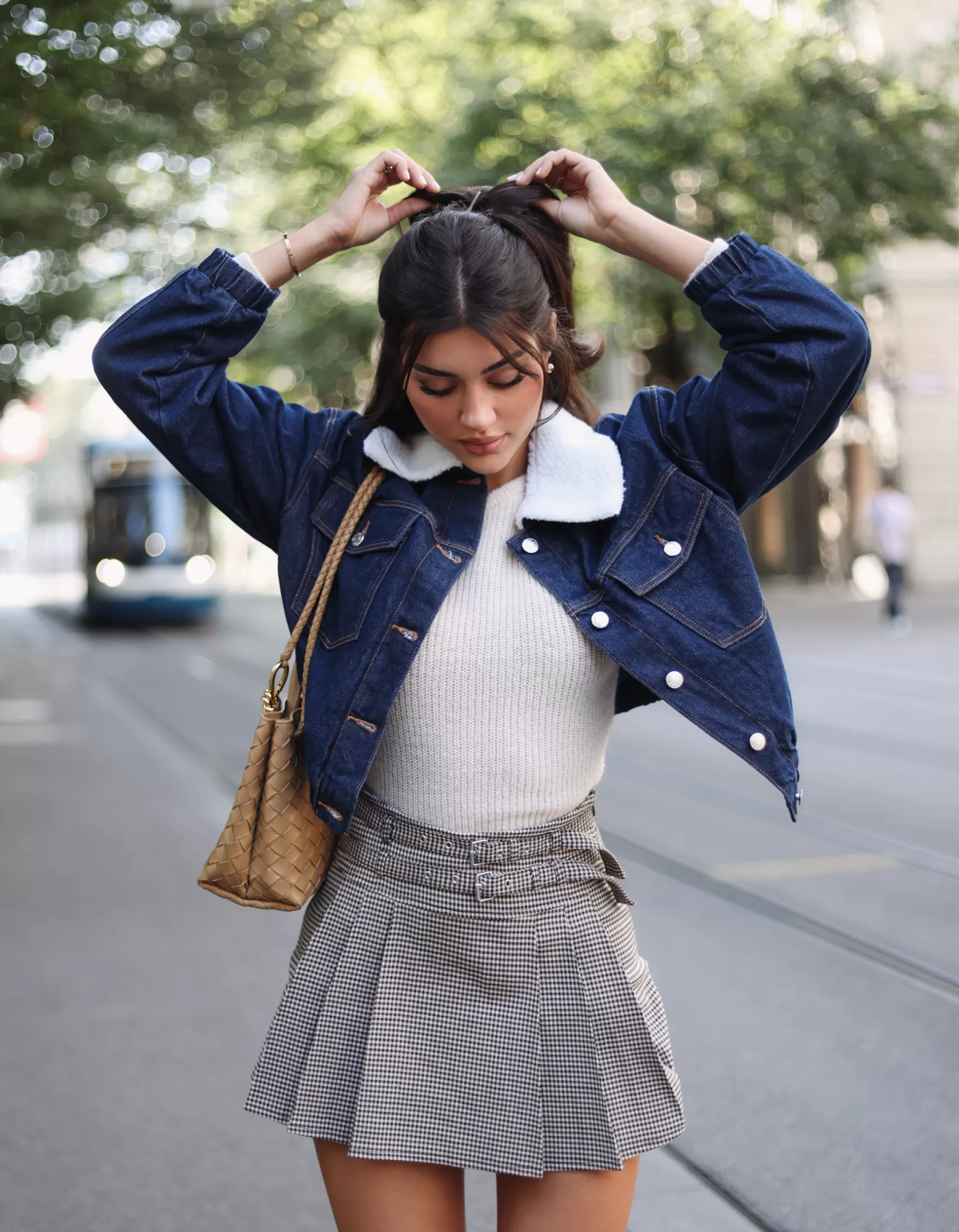 Cheap Jupe-Short à Carreaux avec Double Ceinture Jupes | Shorts