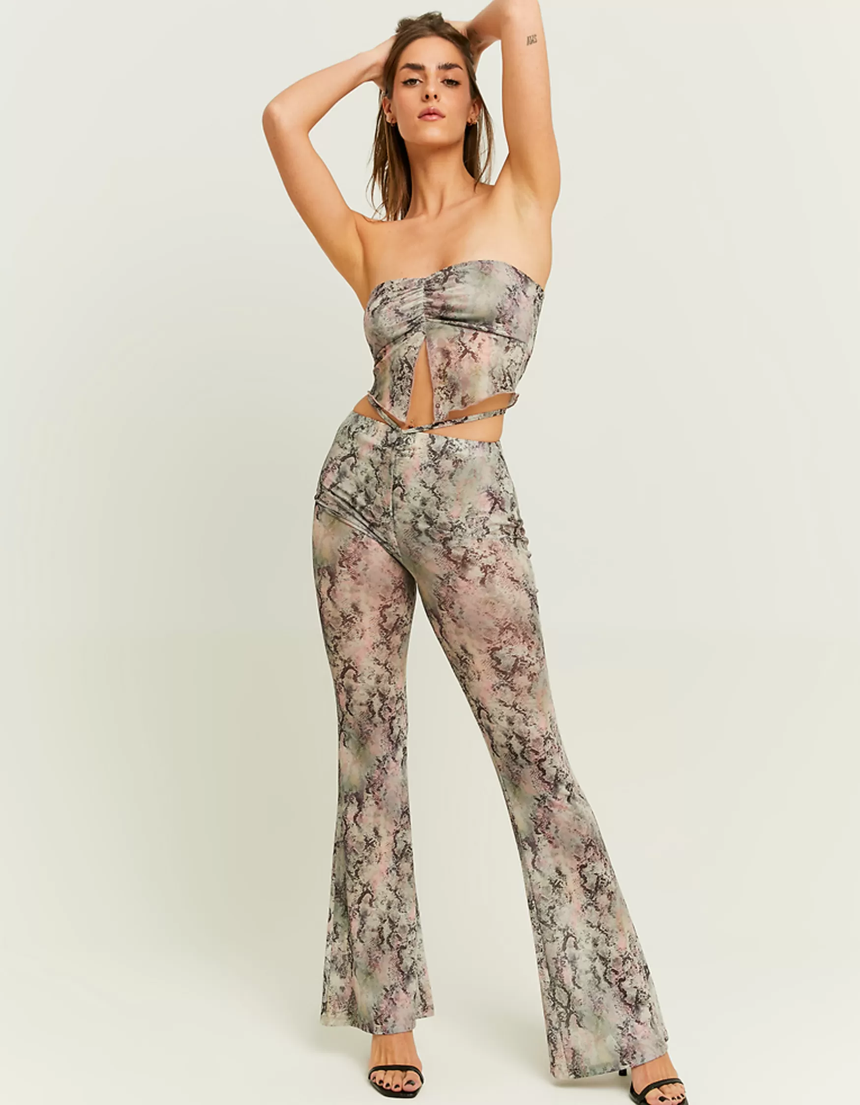 Hot Legging en Mesh Imprimé Animalier avec Détail Lacé Leggings