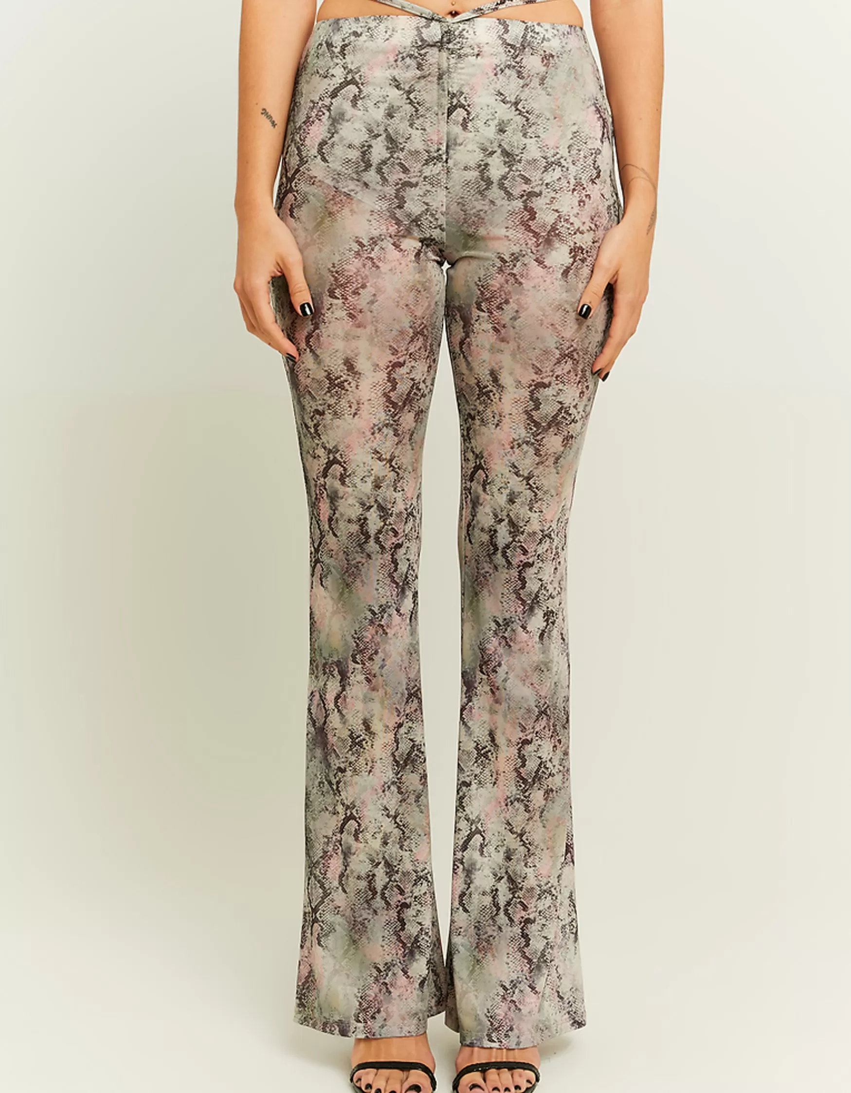 Hot Legging en Mesh Imprimé Animalier avec Détail Lacé Leggings