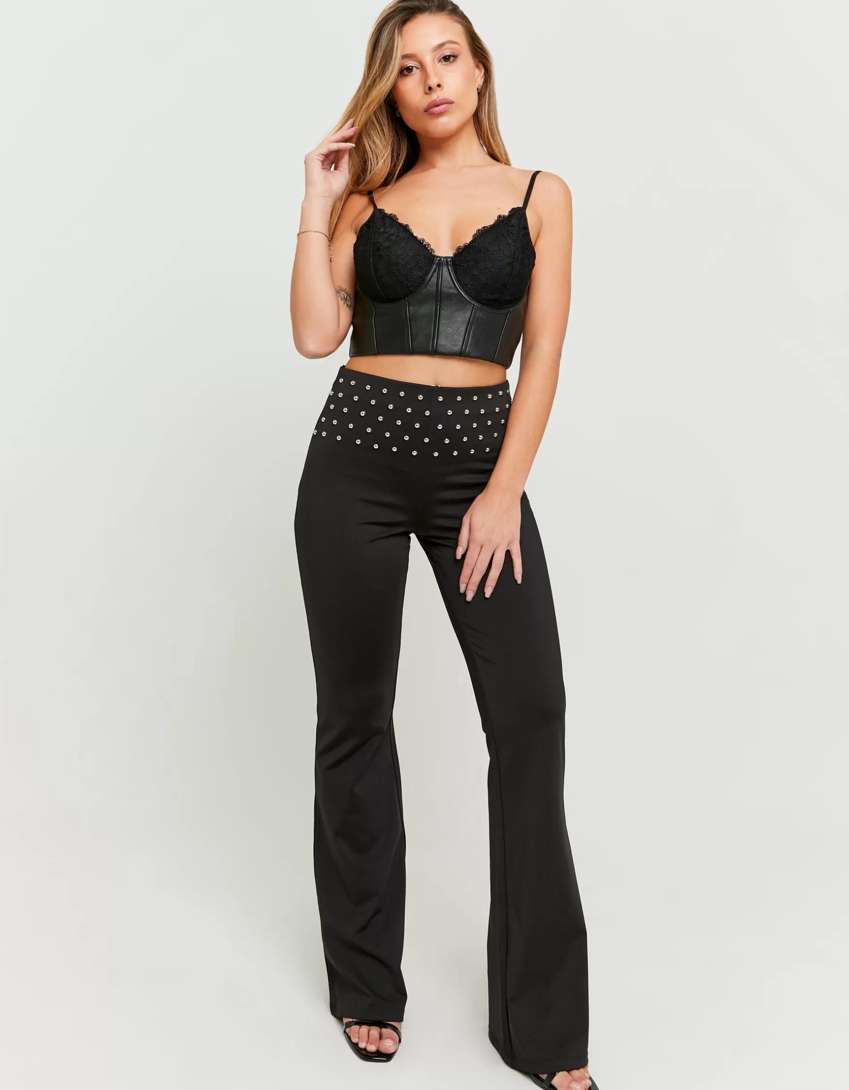 New Legging Flare Taille Mi-Haute avec Clous Pantalons | Leggings