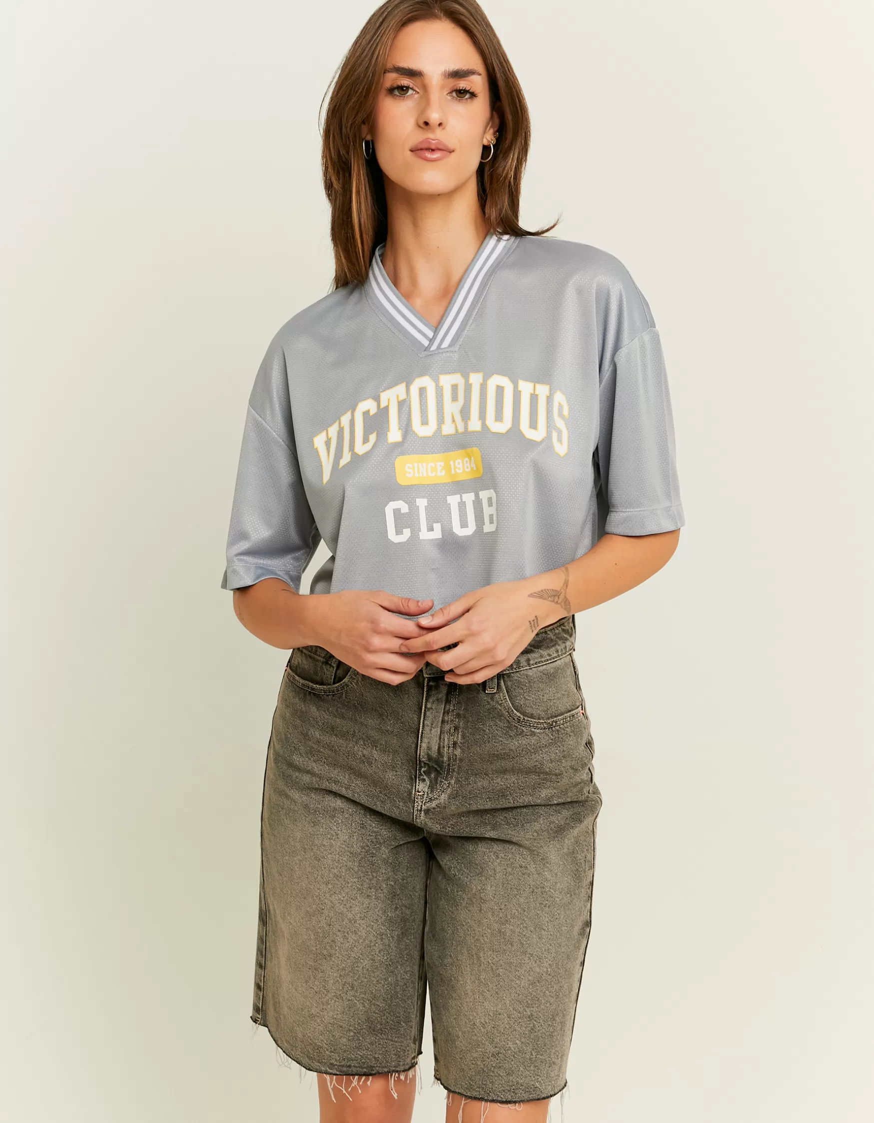 Fashion Maillot de Foot Court en Dentelle T-Shirts Imprimés
