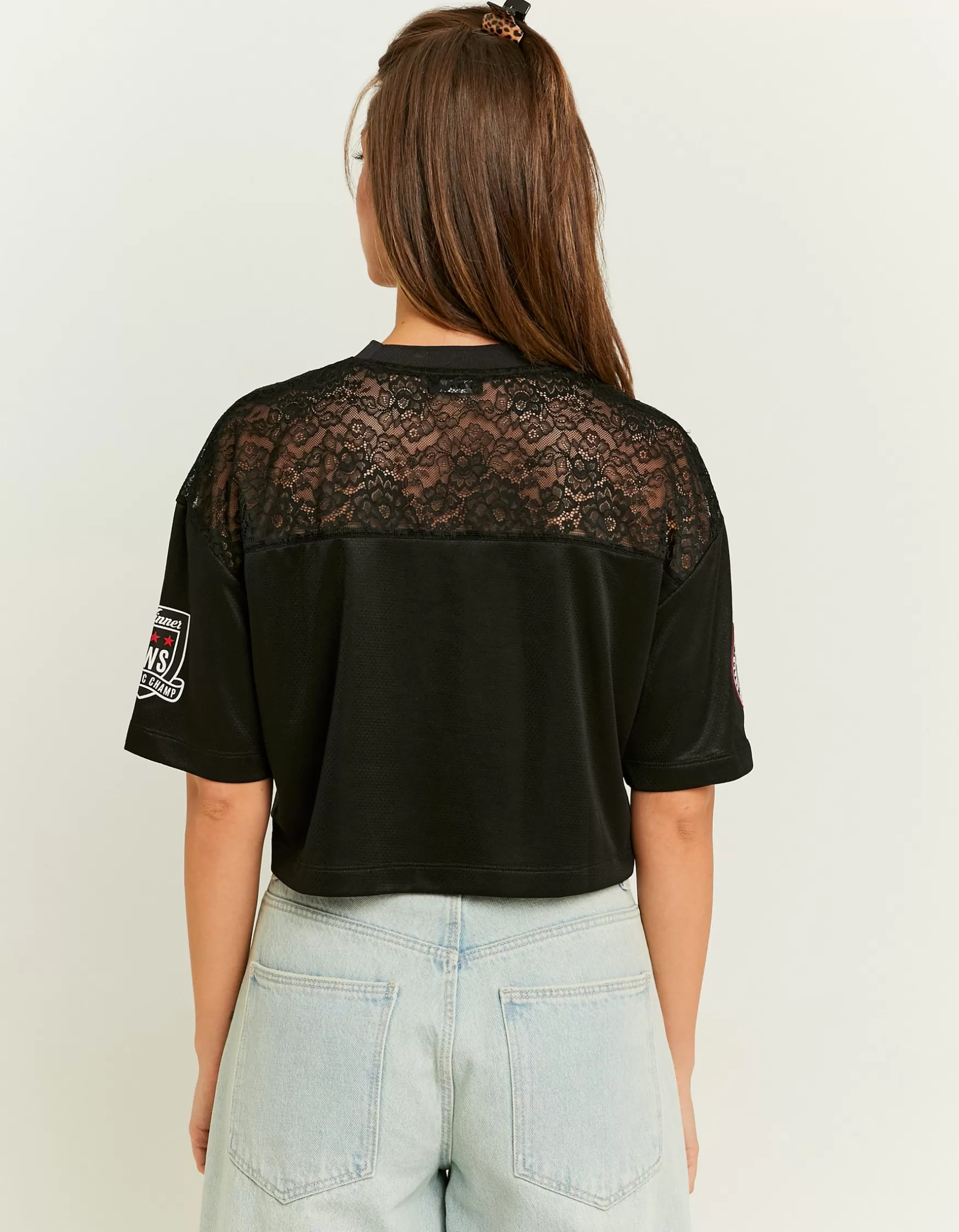 Online Maillot de Foot Court en Dentelle T-Shirts Imprimés