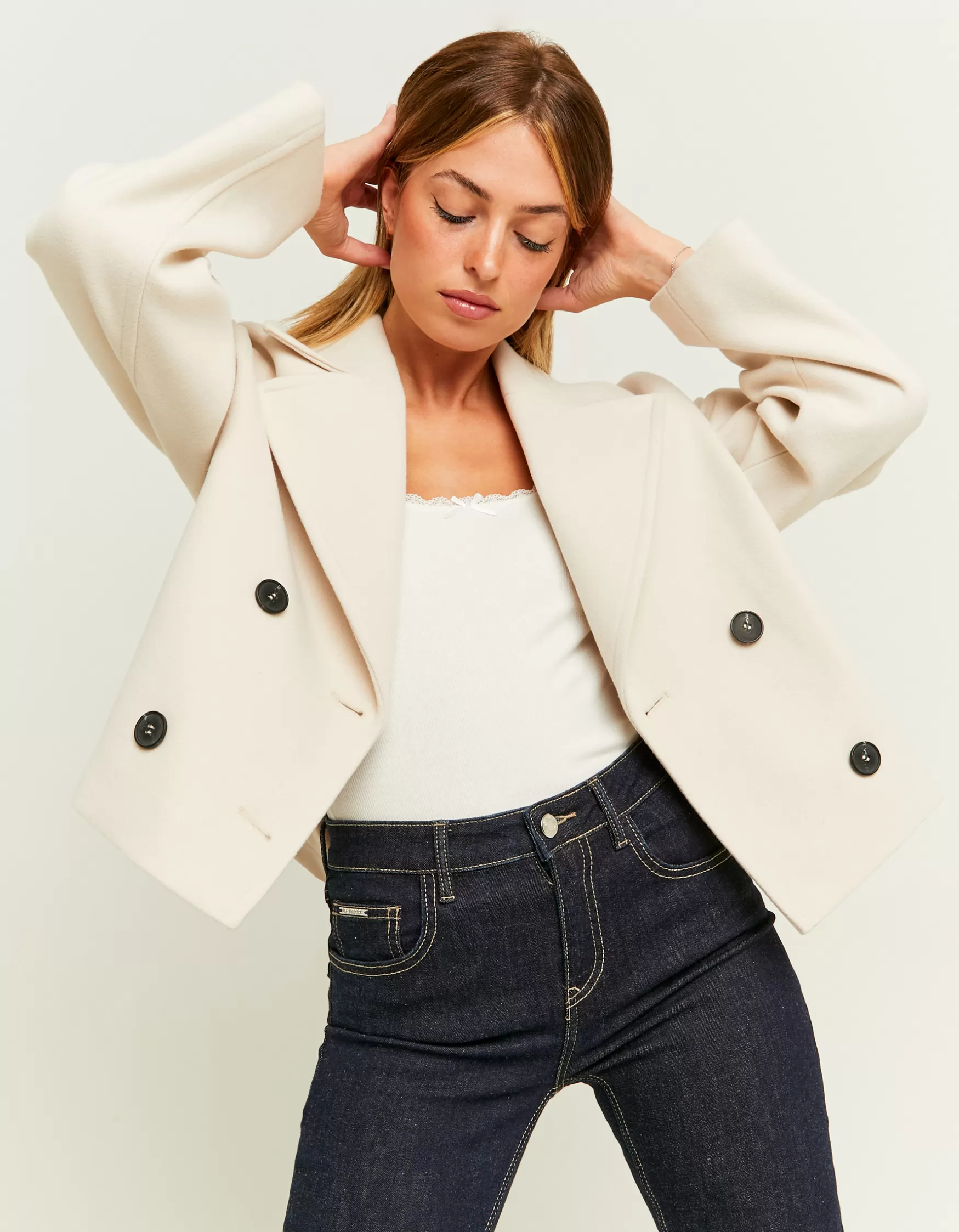 Sale Manteau Court Toucher Laine Vestes