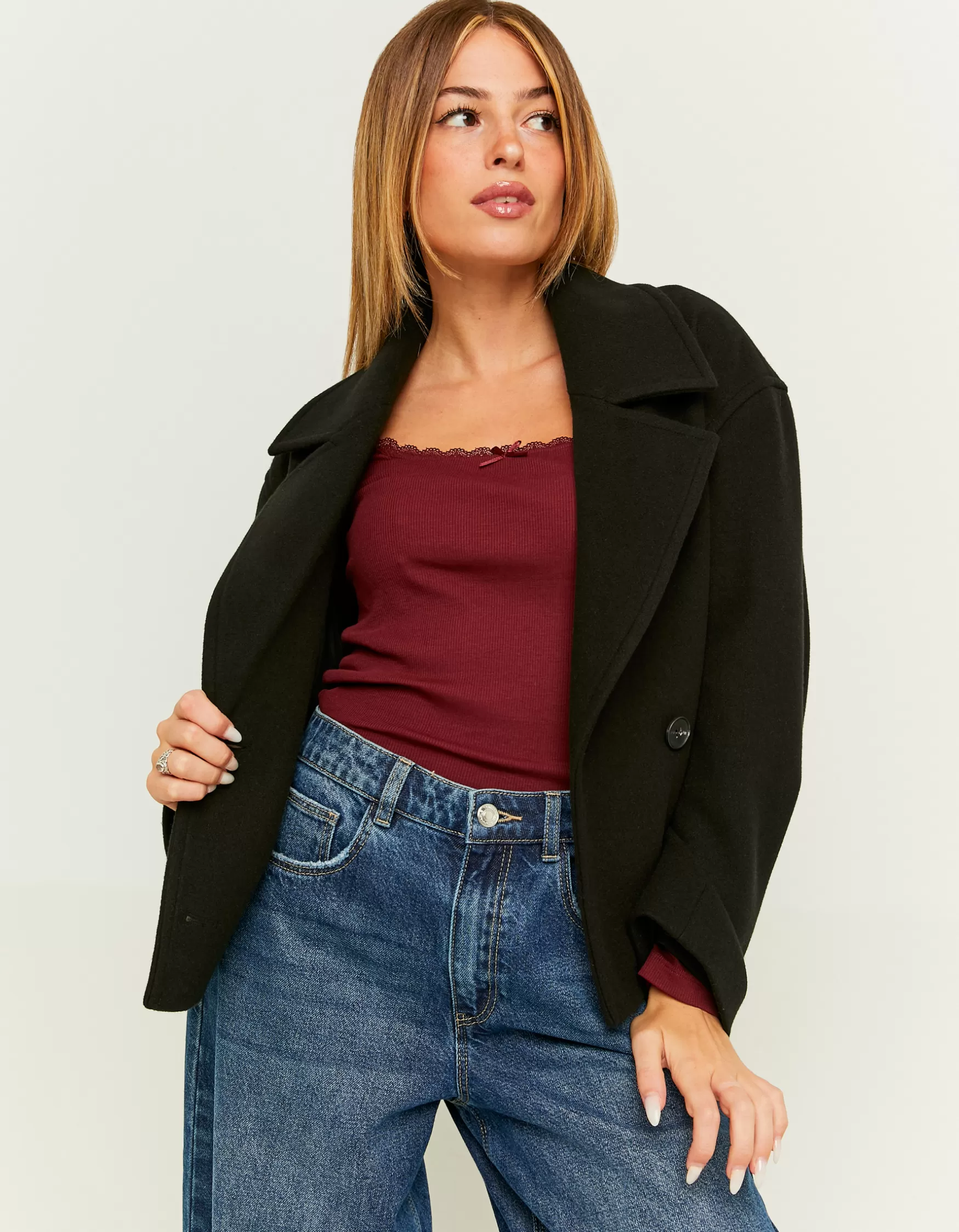 Fashion Manteau Court Toucher Laine Vestes