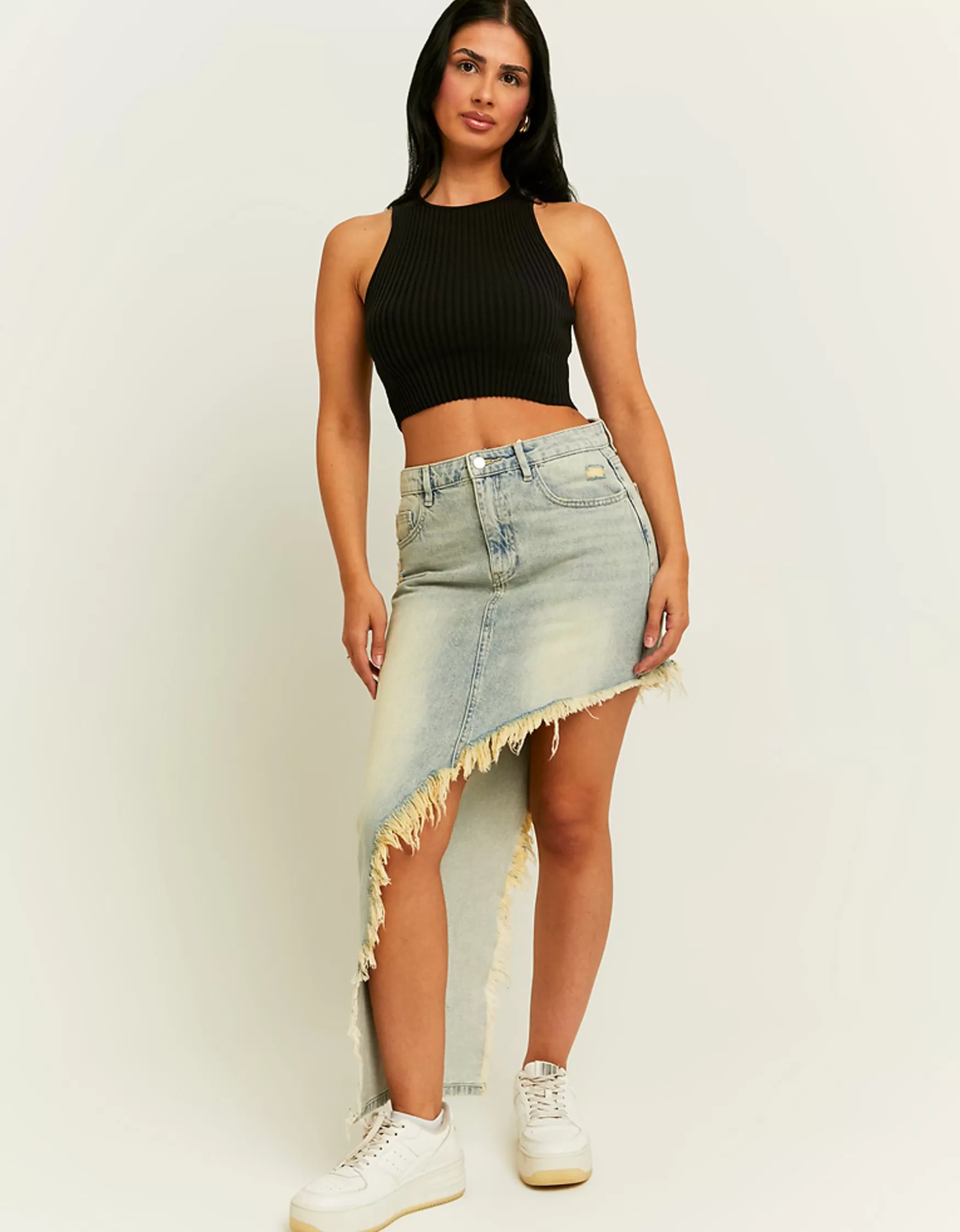 Fashion Mini Jupe en Jean Ourlet Destroy Jupes