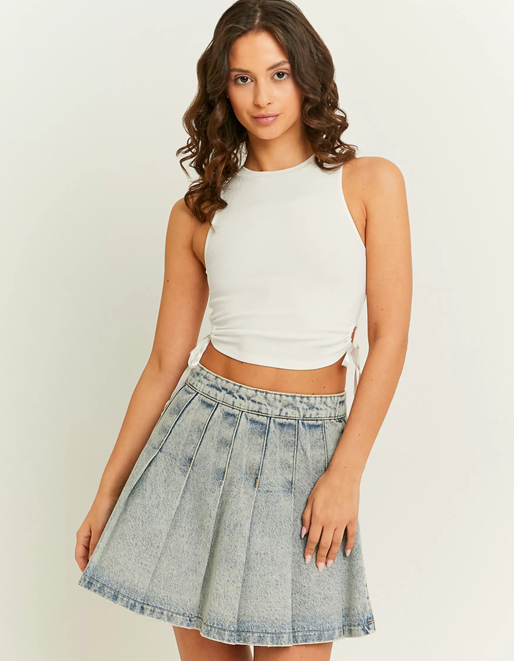 Fashion Mini jupe en jean plissée taille haute Jupes