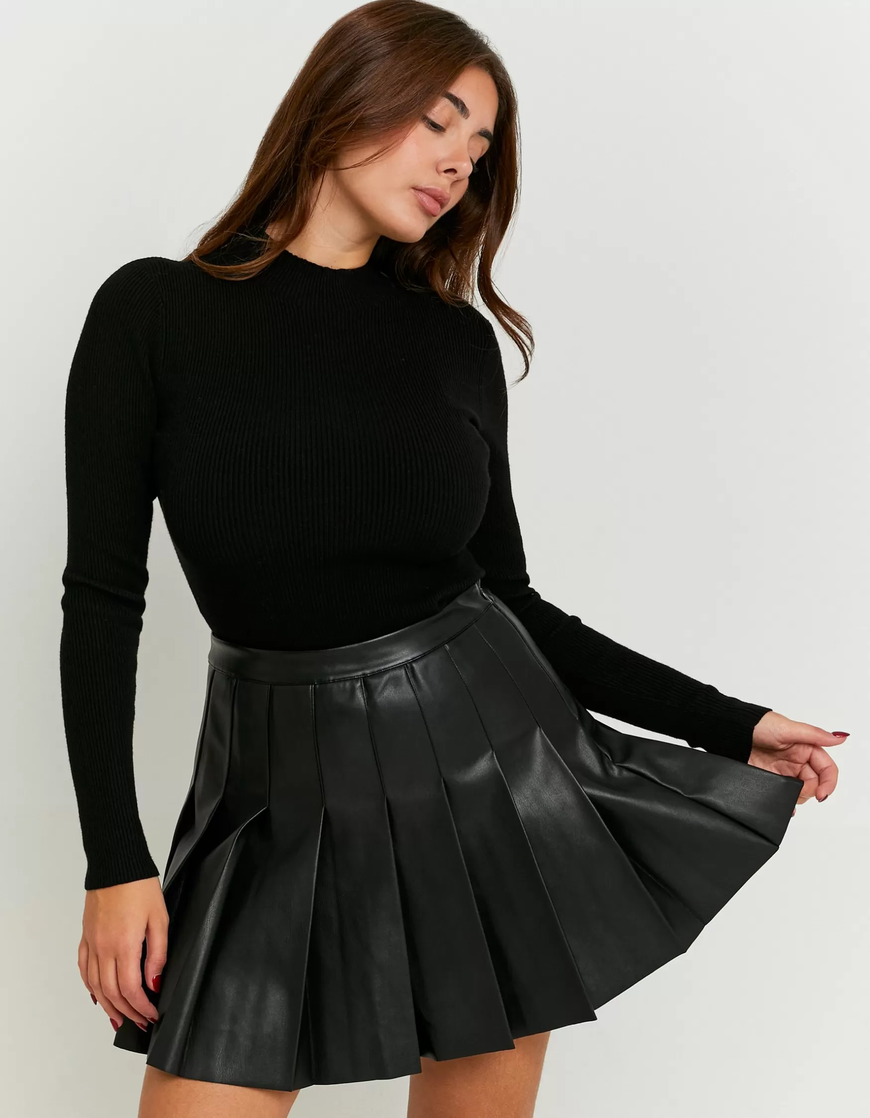 Cheap Mini Jupe e Plissée en Similicuir Jupes