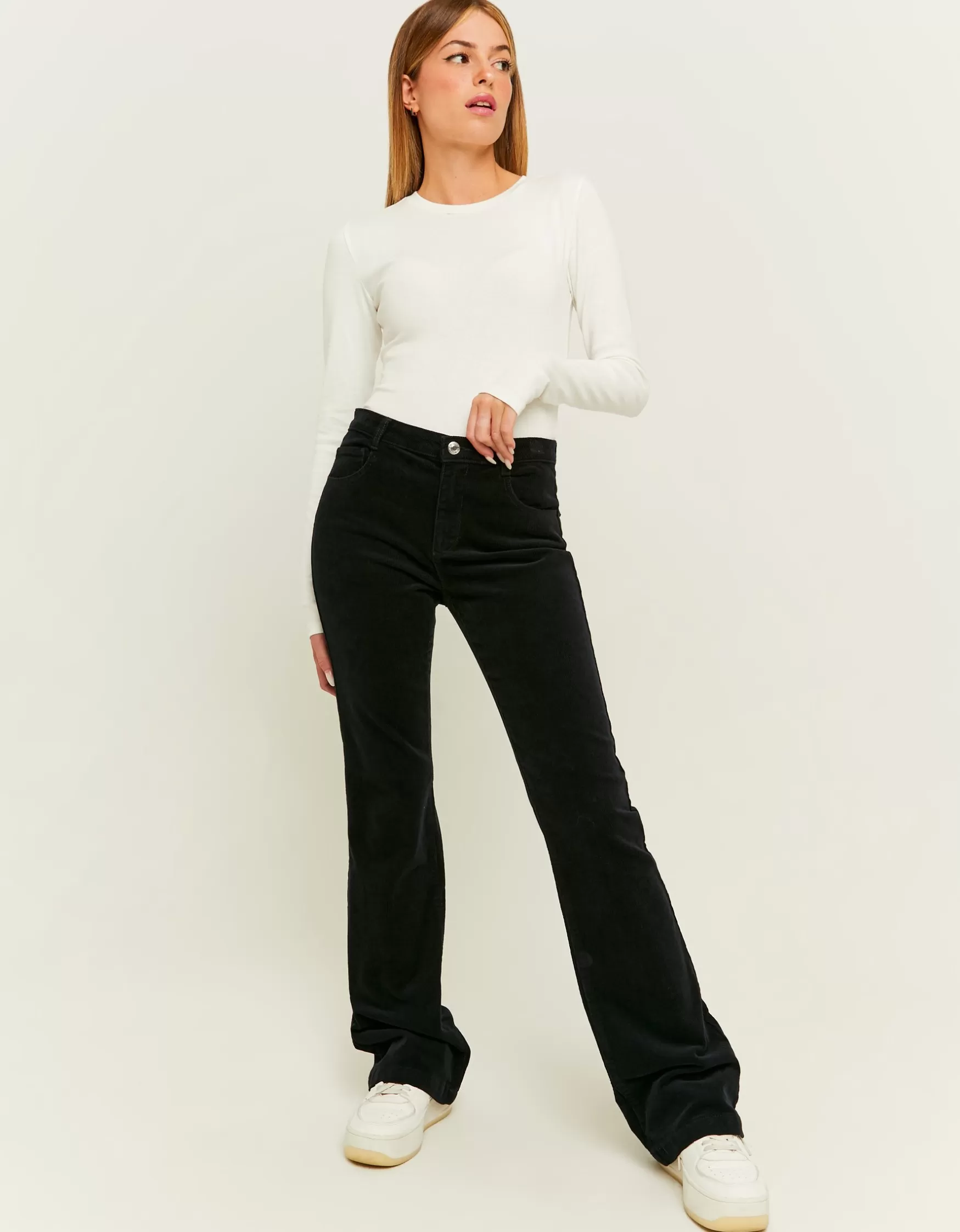 New Pantalon Bootcut en Velours Côtelé Pantalons