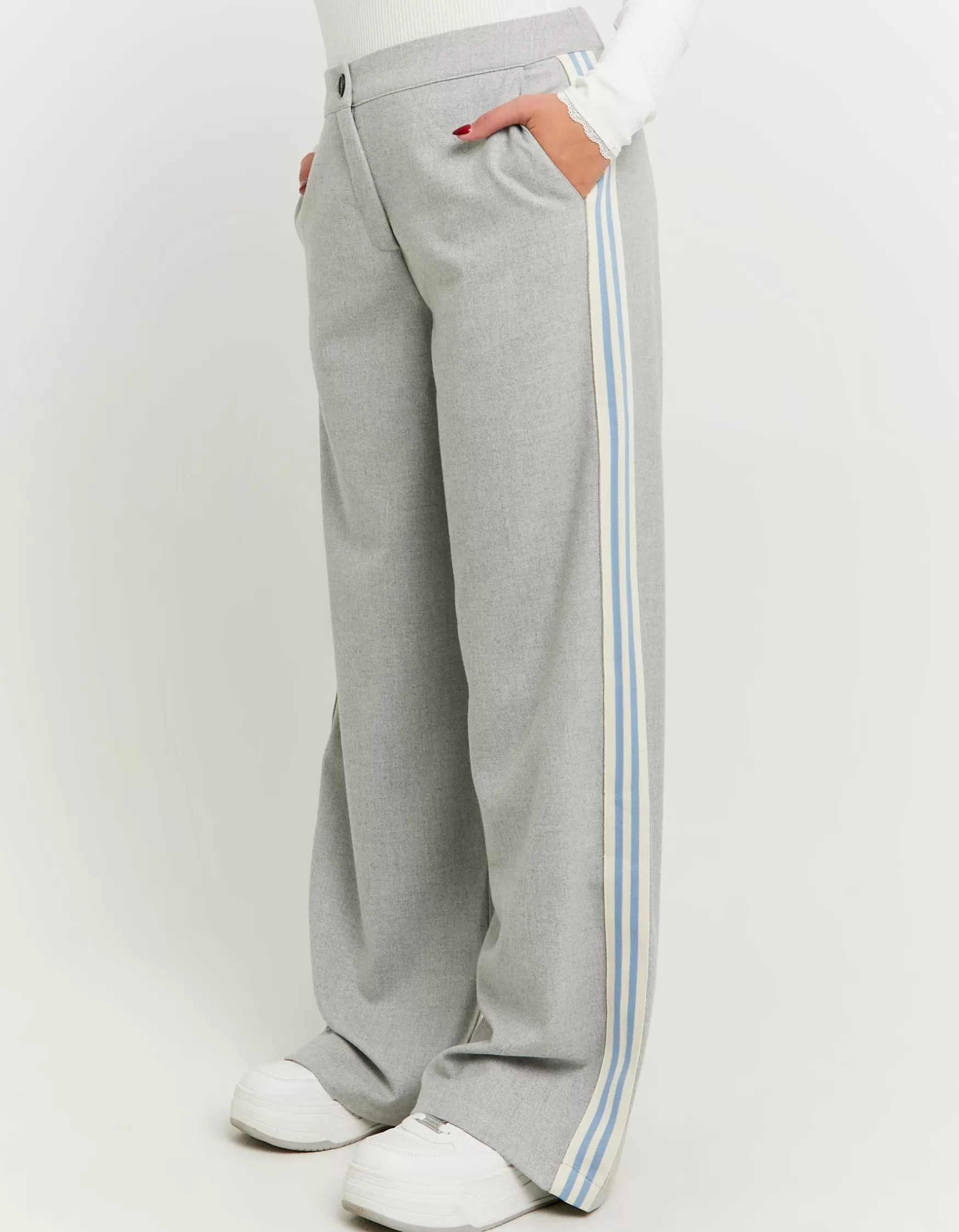 Flash Sale Pantalon de Tailleur Wide Leg avec Bandes Latérales Pantalons
