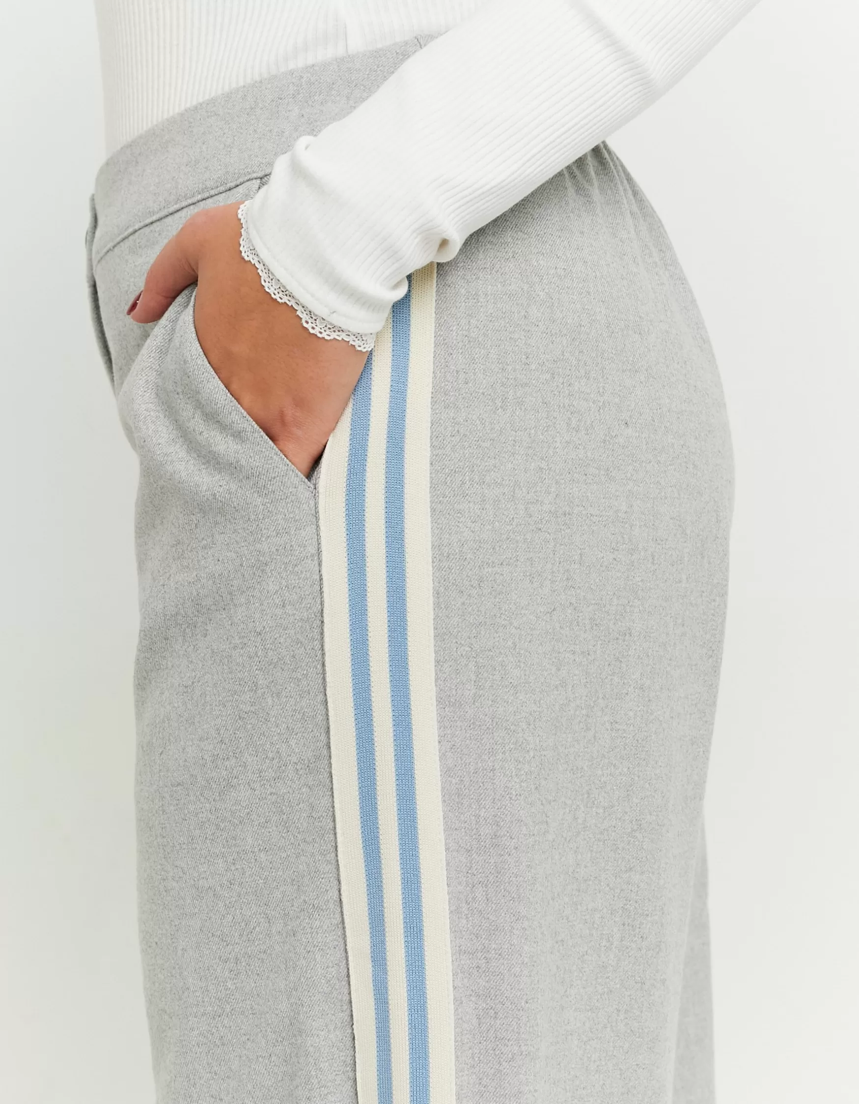 Flash Sale Pantalon de Tailleur Wide Leg avec Bandes Latérales Pantalons