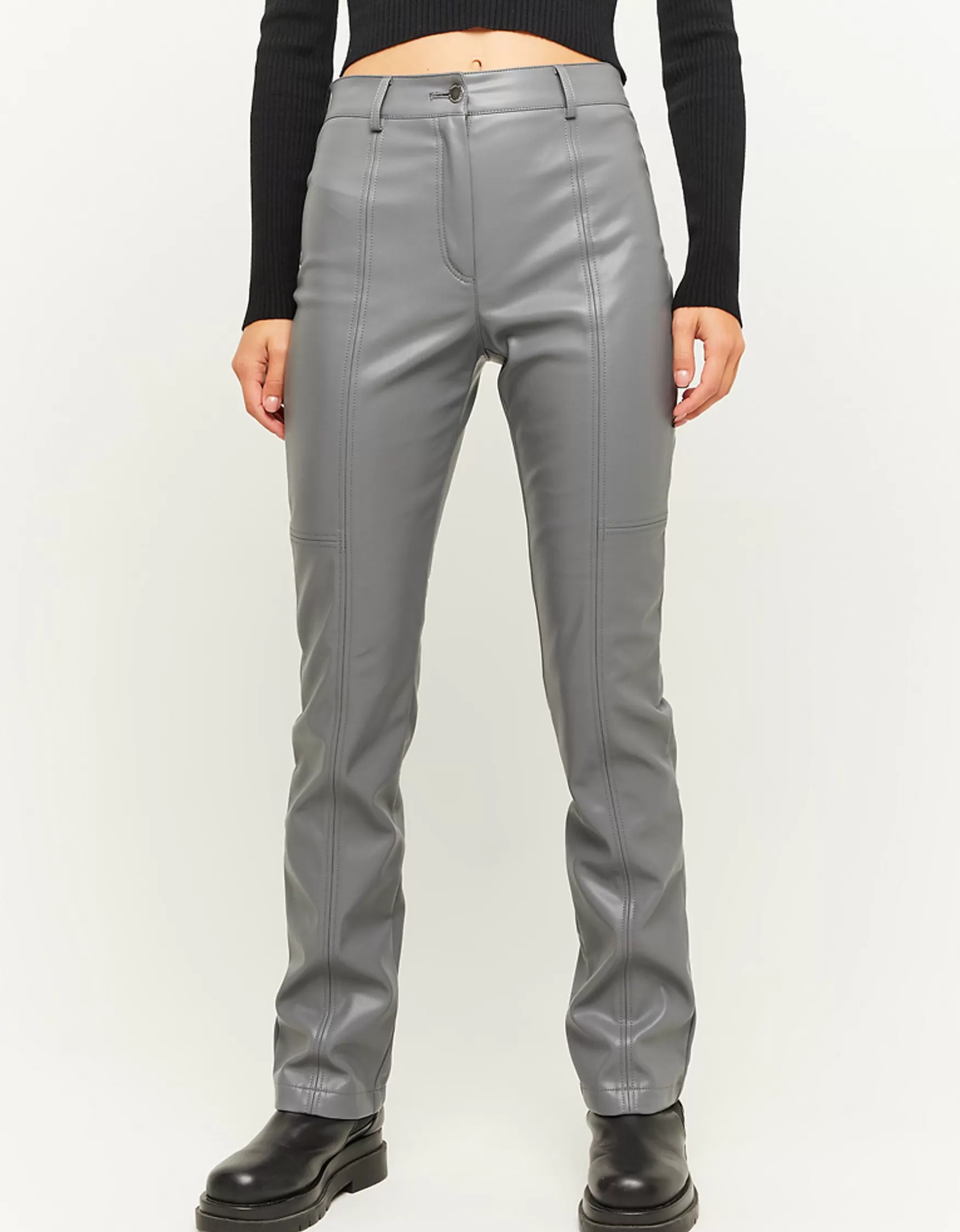 Outlet Pantalon droit en similicuir Pantalons