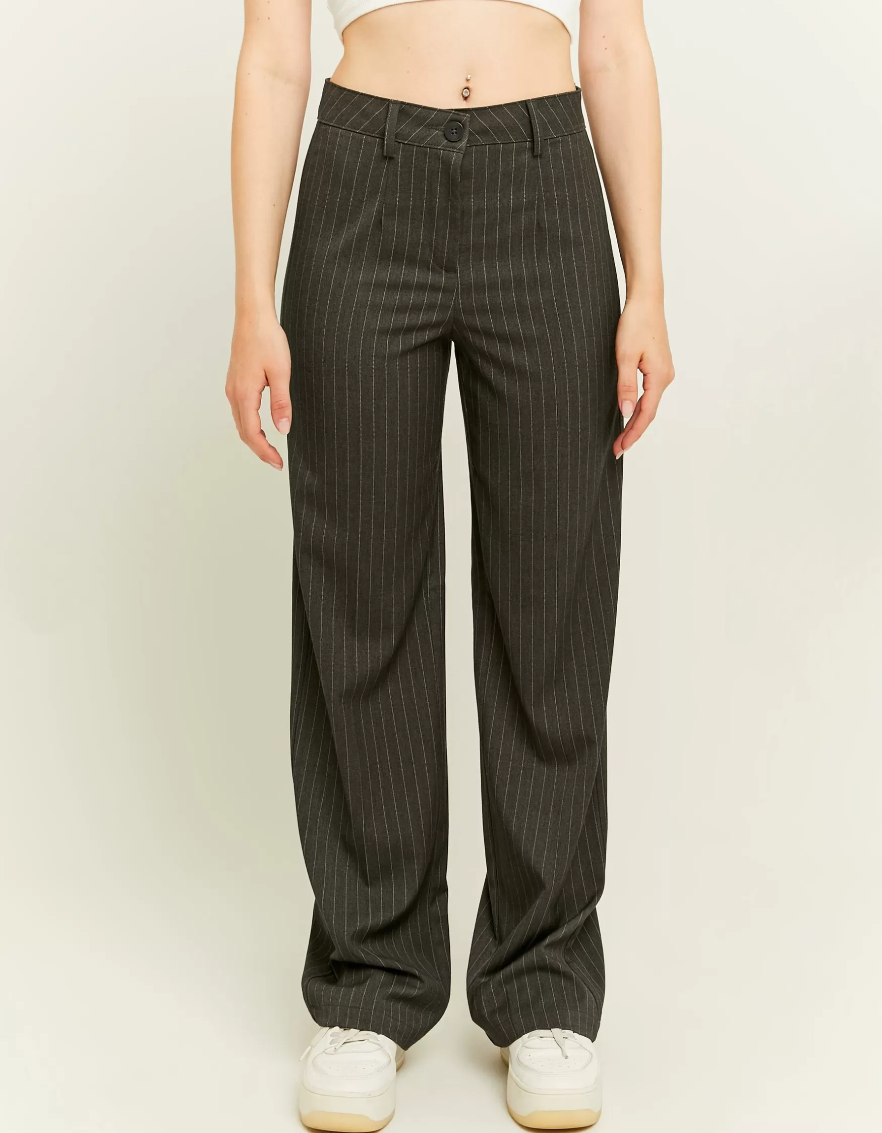 Best Sale Pantalon Habillé Droit à Rayures Fines Pantalons