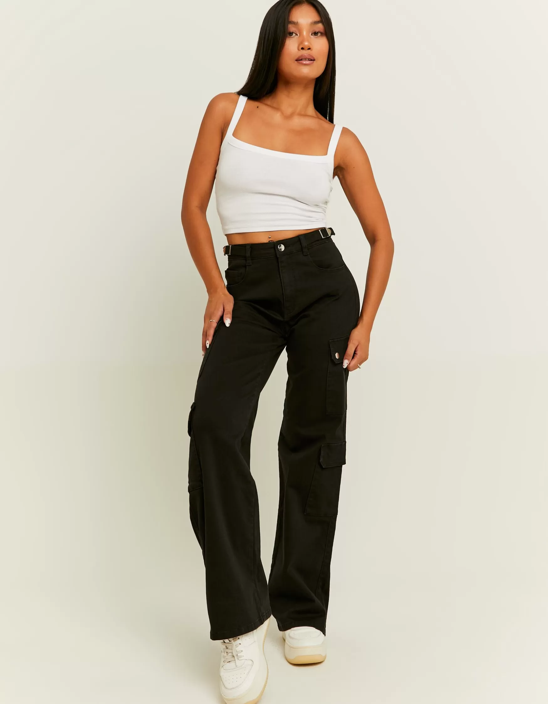 Store Pantalon large taille haute Pantalons