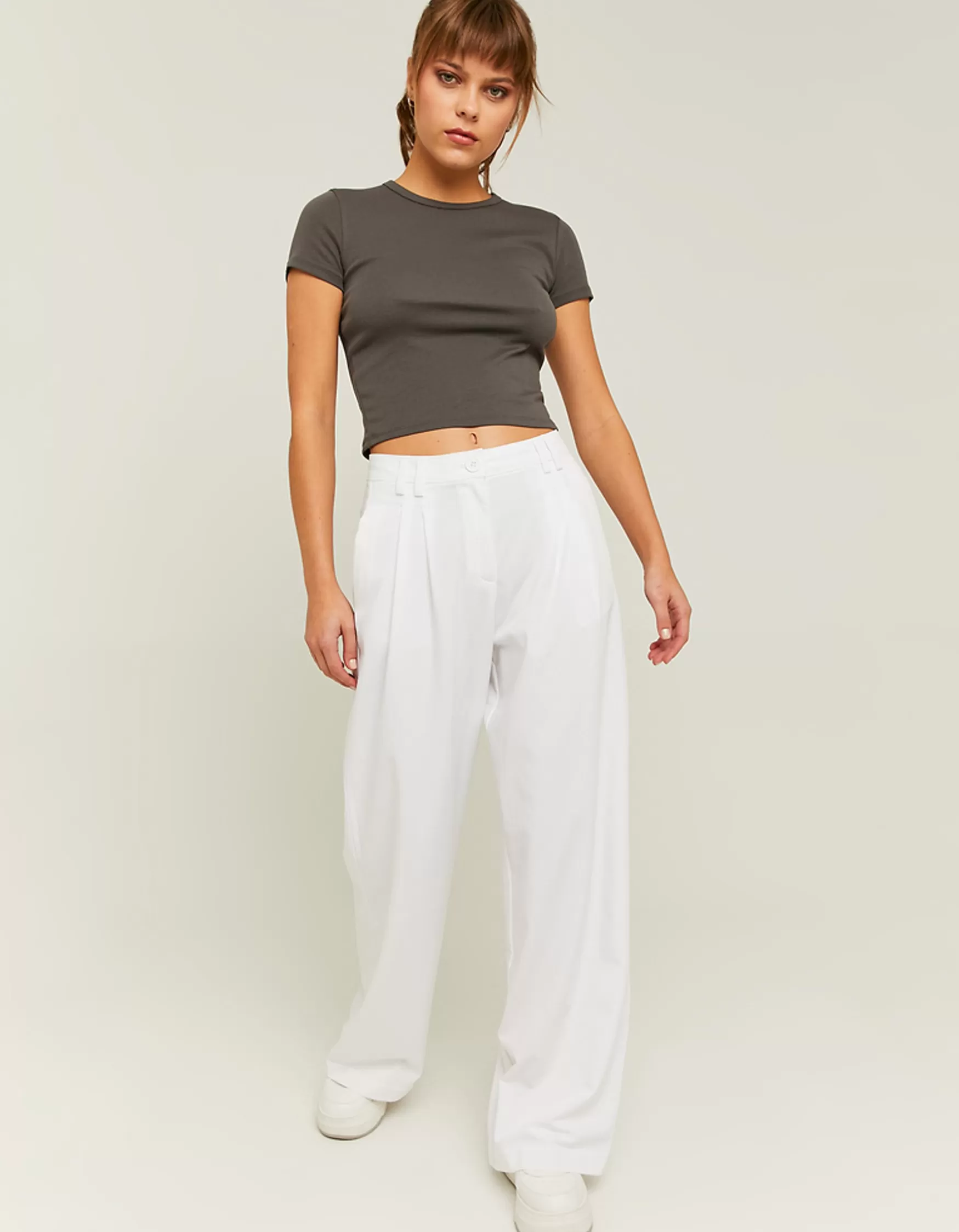 Cheap Pantalon loose taille haute Pantalons