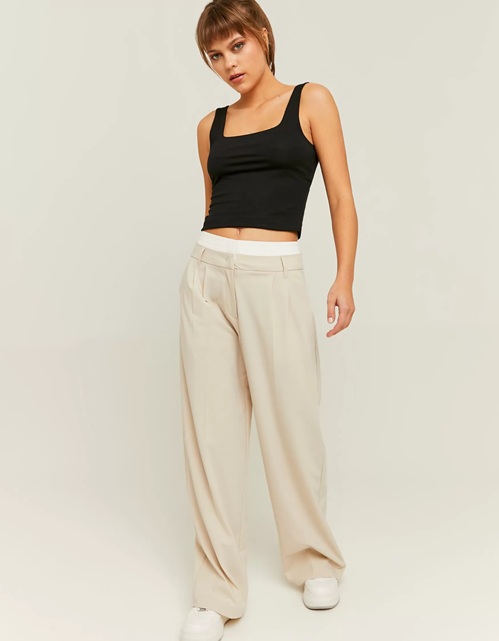 Cheap Pantalon loose taille moyenne Pantalons