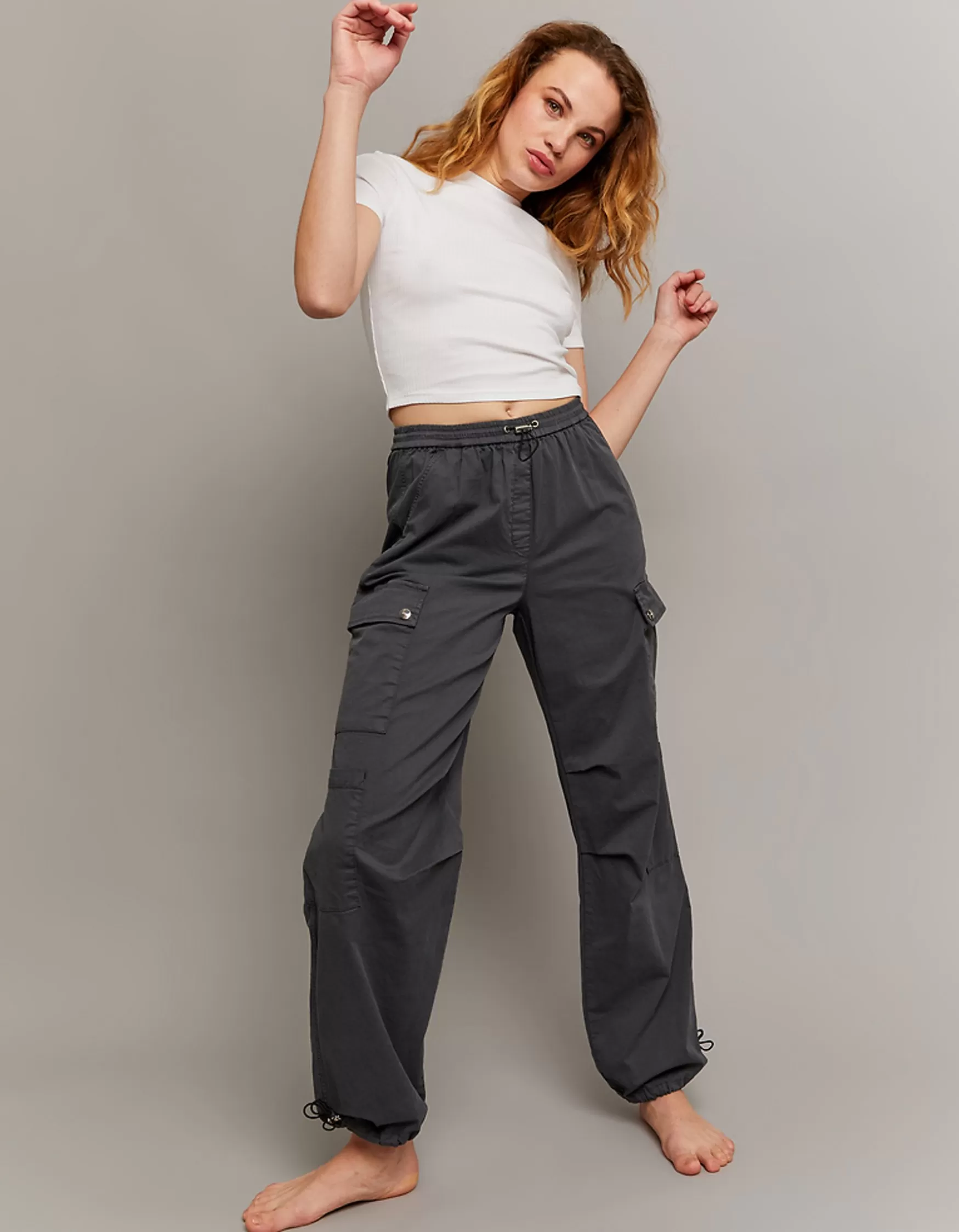 New Pantalon parachute taille haute Pantalons | Cargo & Parachute