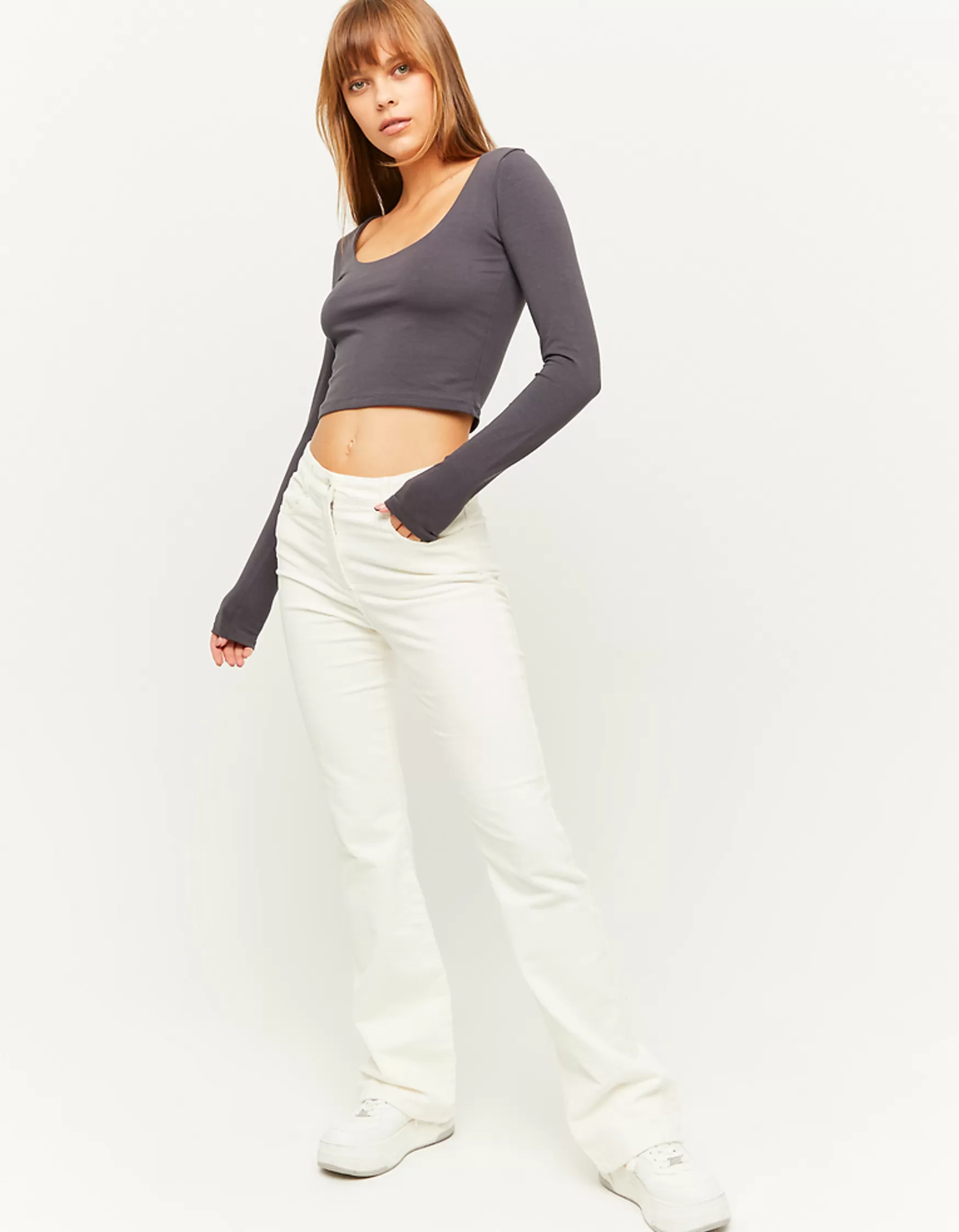 Shop Pantalon Taille Haute en Velours Côtelé Pantalons
