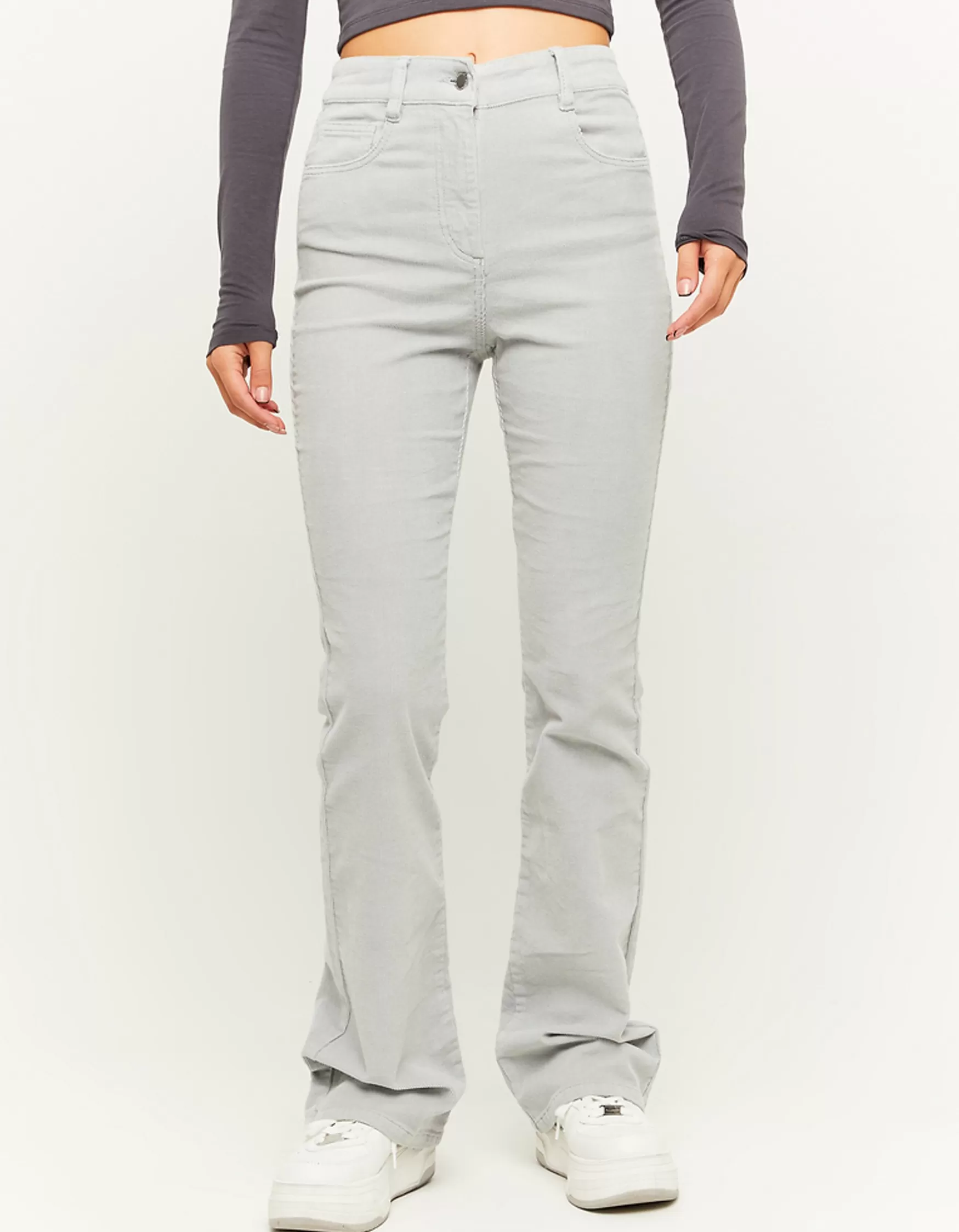 Fashion Pantalon Taille Haute en Velours Côtelé Pantalons