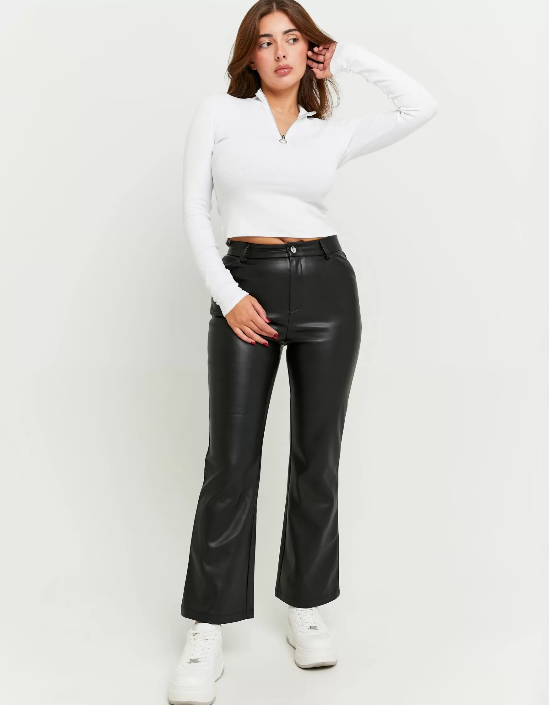 Shop Pantalon Évasé en Similicuir Pantalons