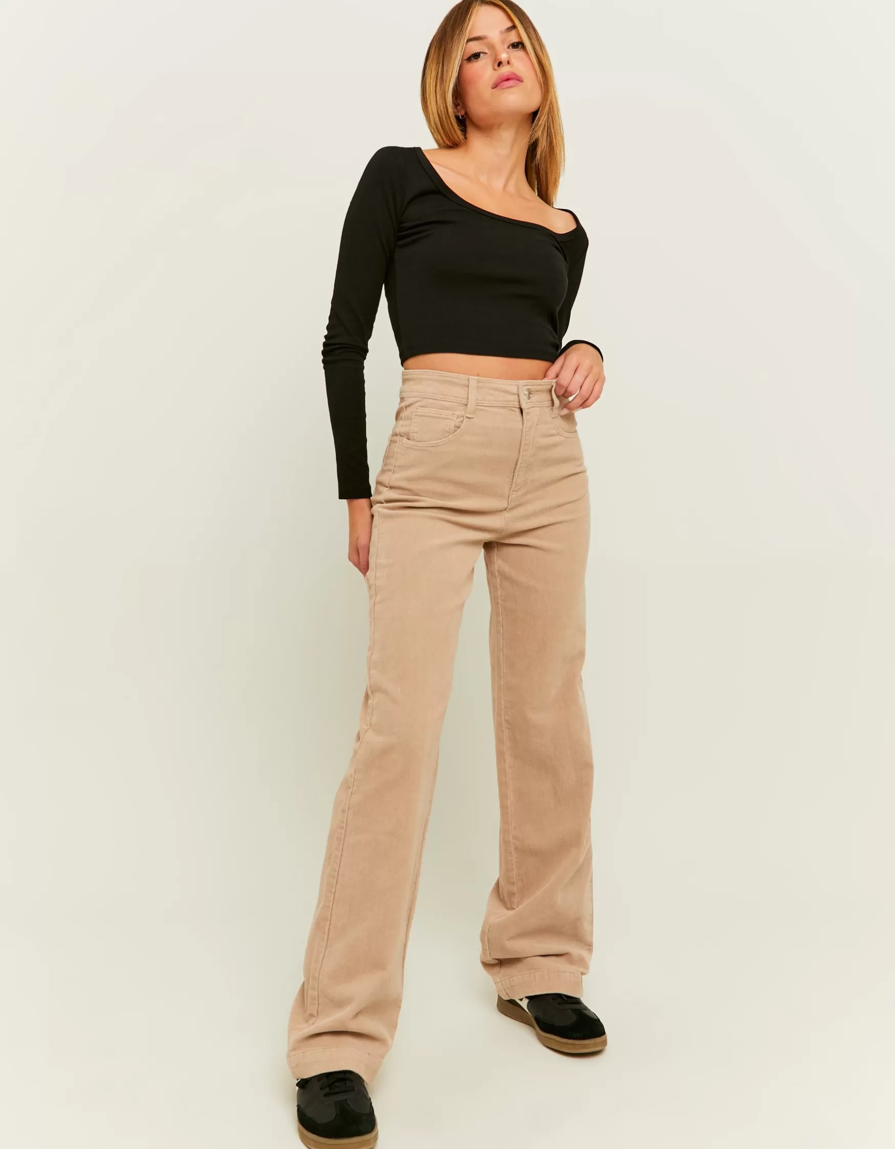 Sale Pantalon Wide Leg en Velours Côtelé Pantalons