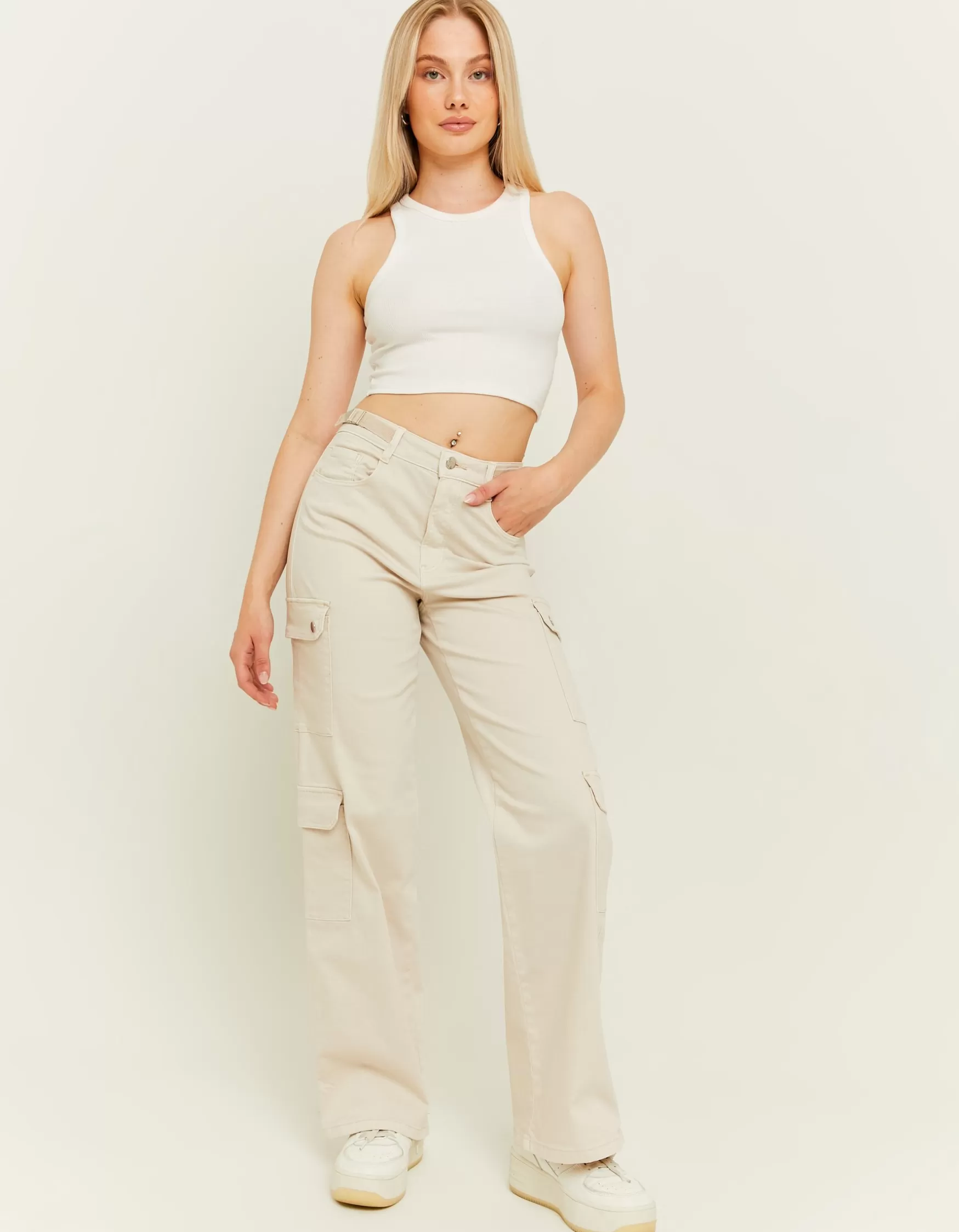 Discount Pantalon Wide Leg Cassé Taille Haute Pantalons
