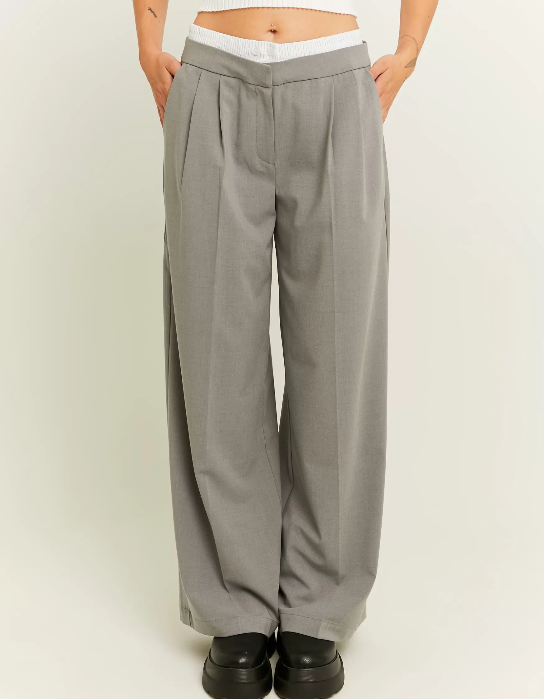 Discount Pantalon Wide Leg Clair Détail Double Taille Pantalons