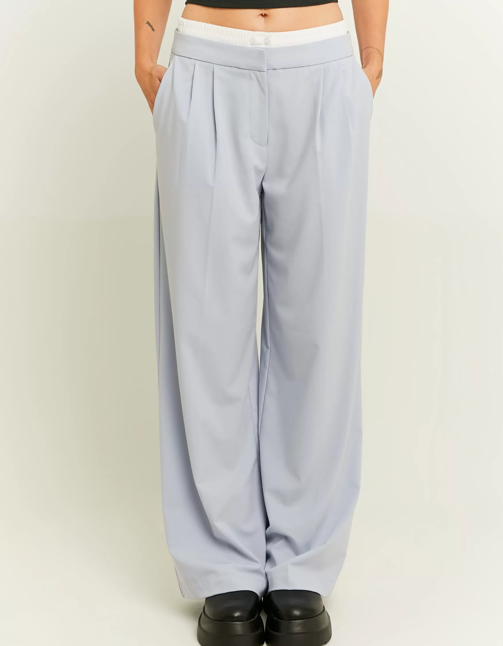 Cheap Pantalon Wide Leg Détail Double Taille Pantalons