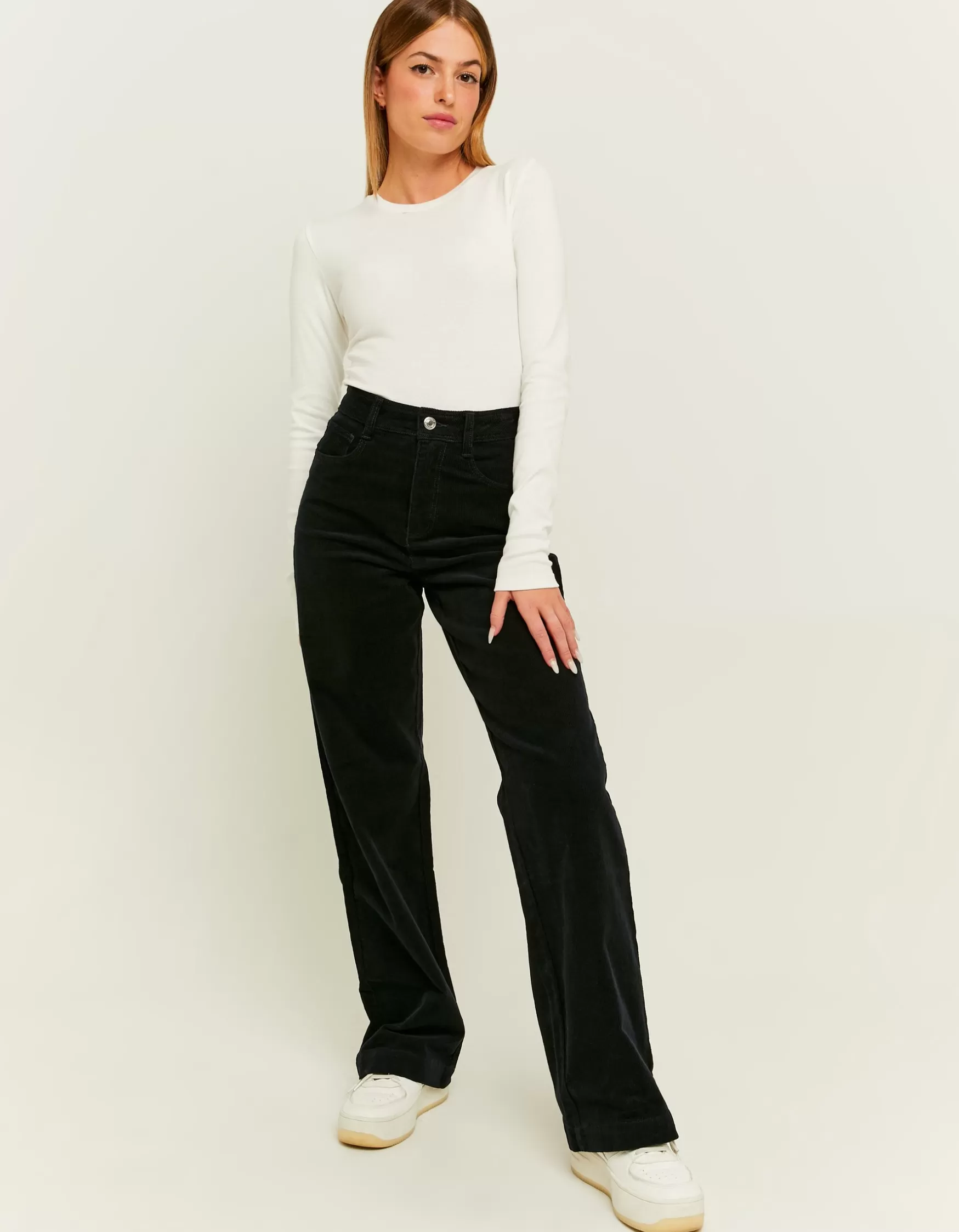 Discount Pantalon Wide Leg en Velours Côtelé Pantalons