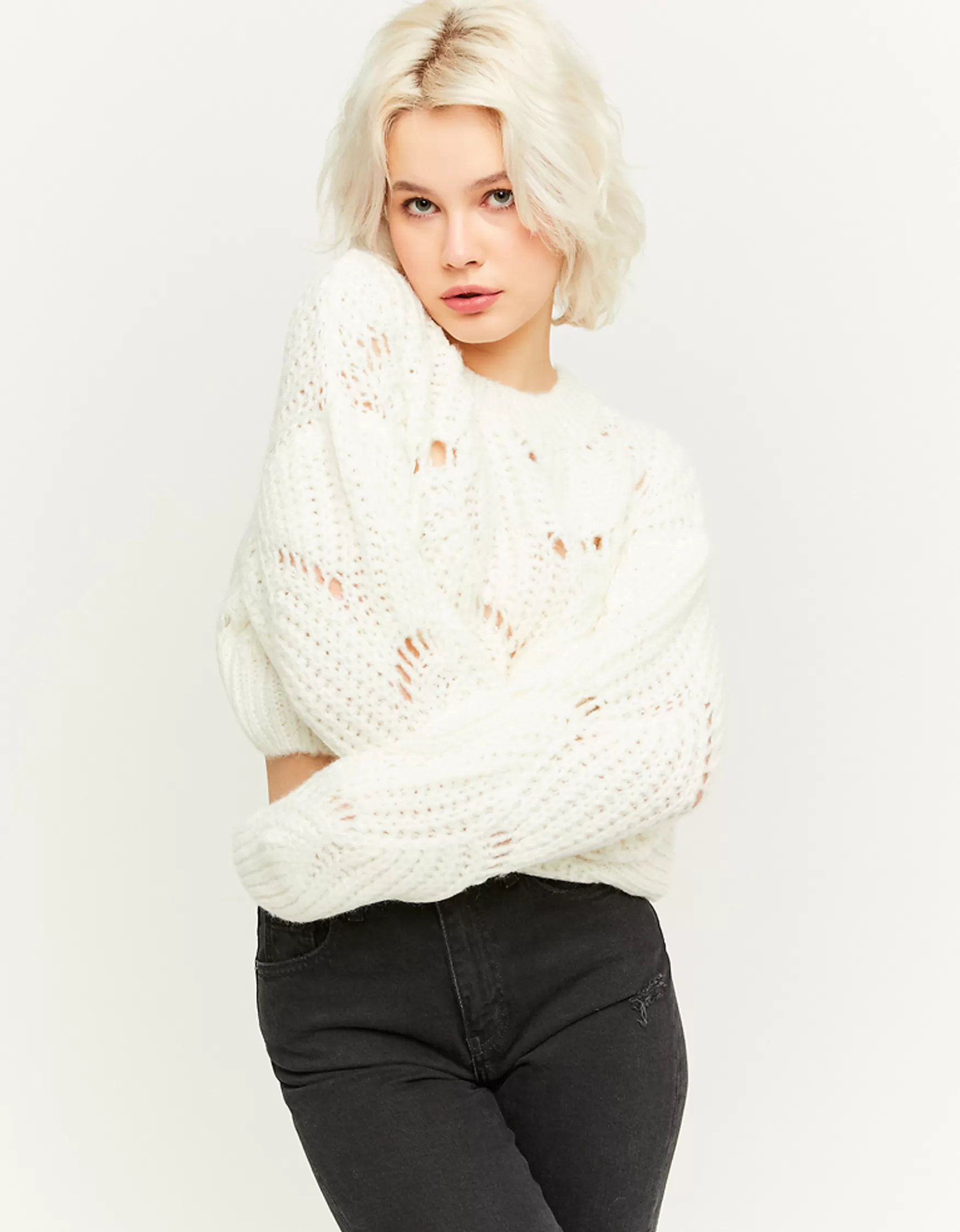 Clearance Pull Court en Maille Épaisse Maille