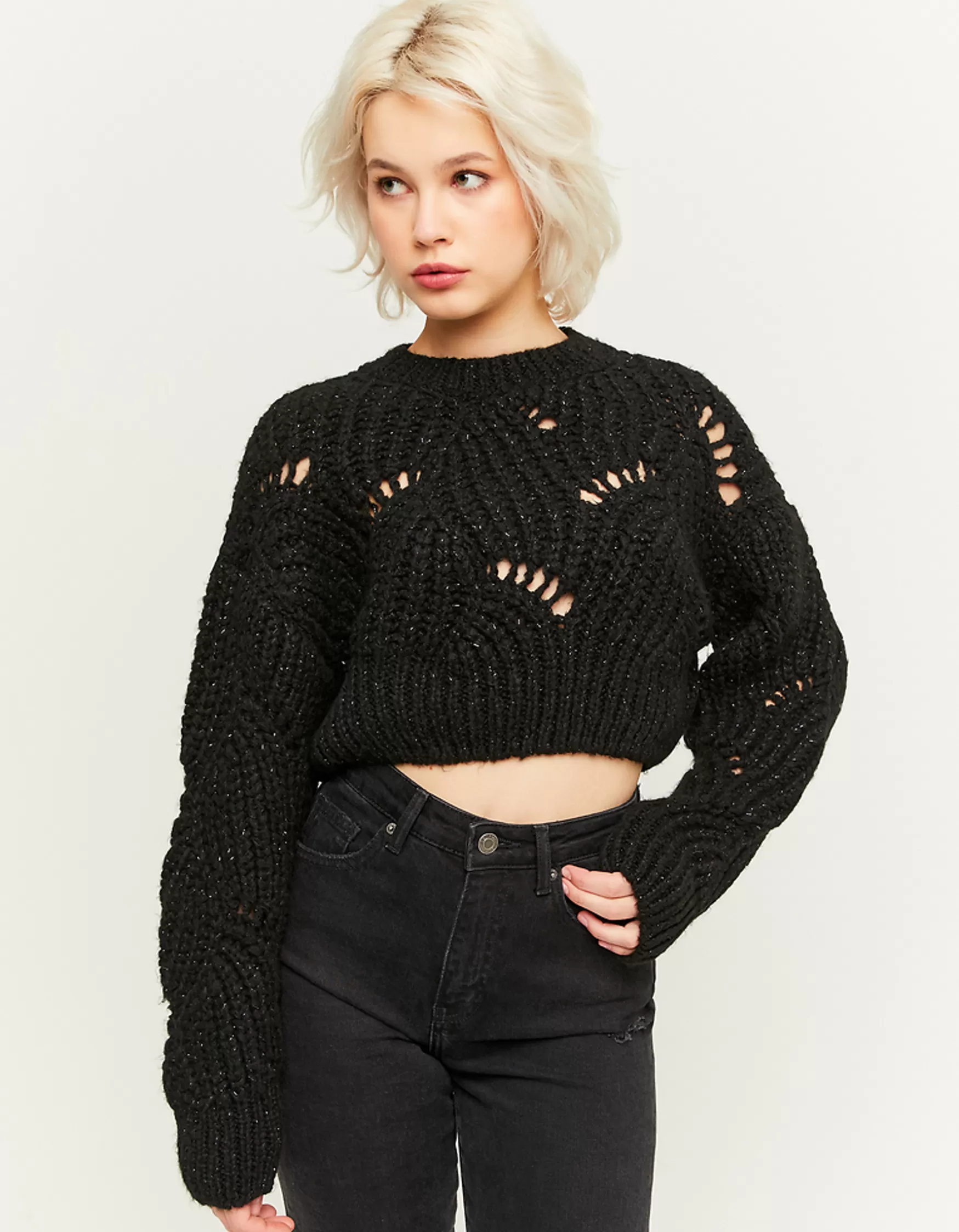 Sale Pull Court en Maille Épaisse Maille