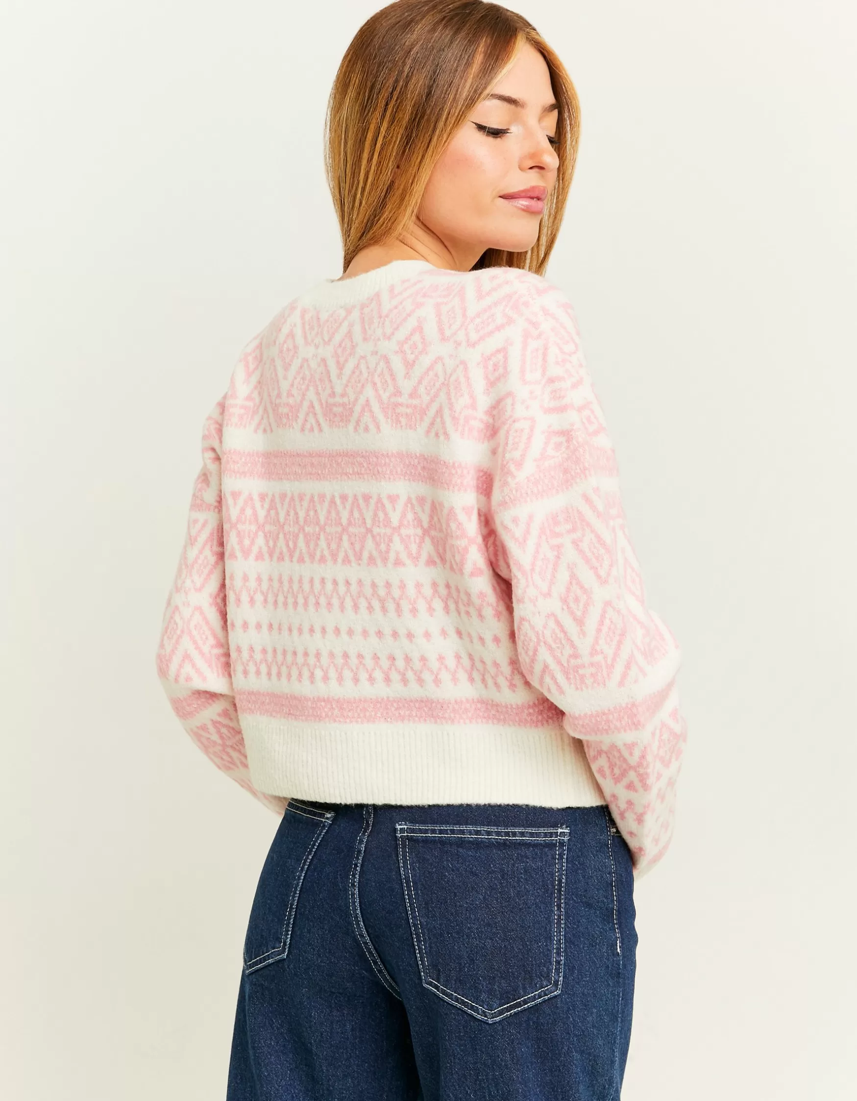 New Pull Court Motif Géométrique Maille