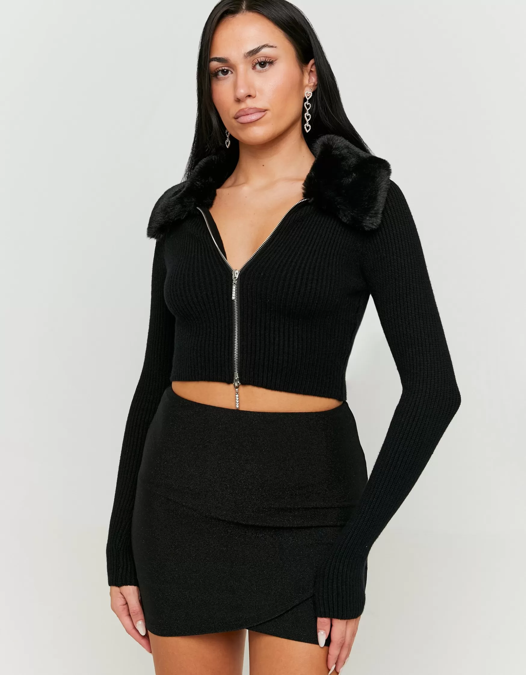 Cheap Pull avec Col en Fausse Fourrure Maille