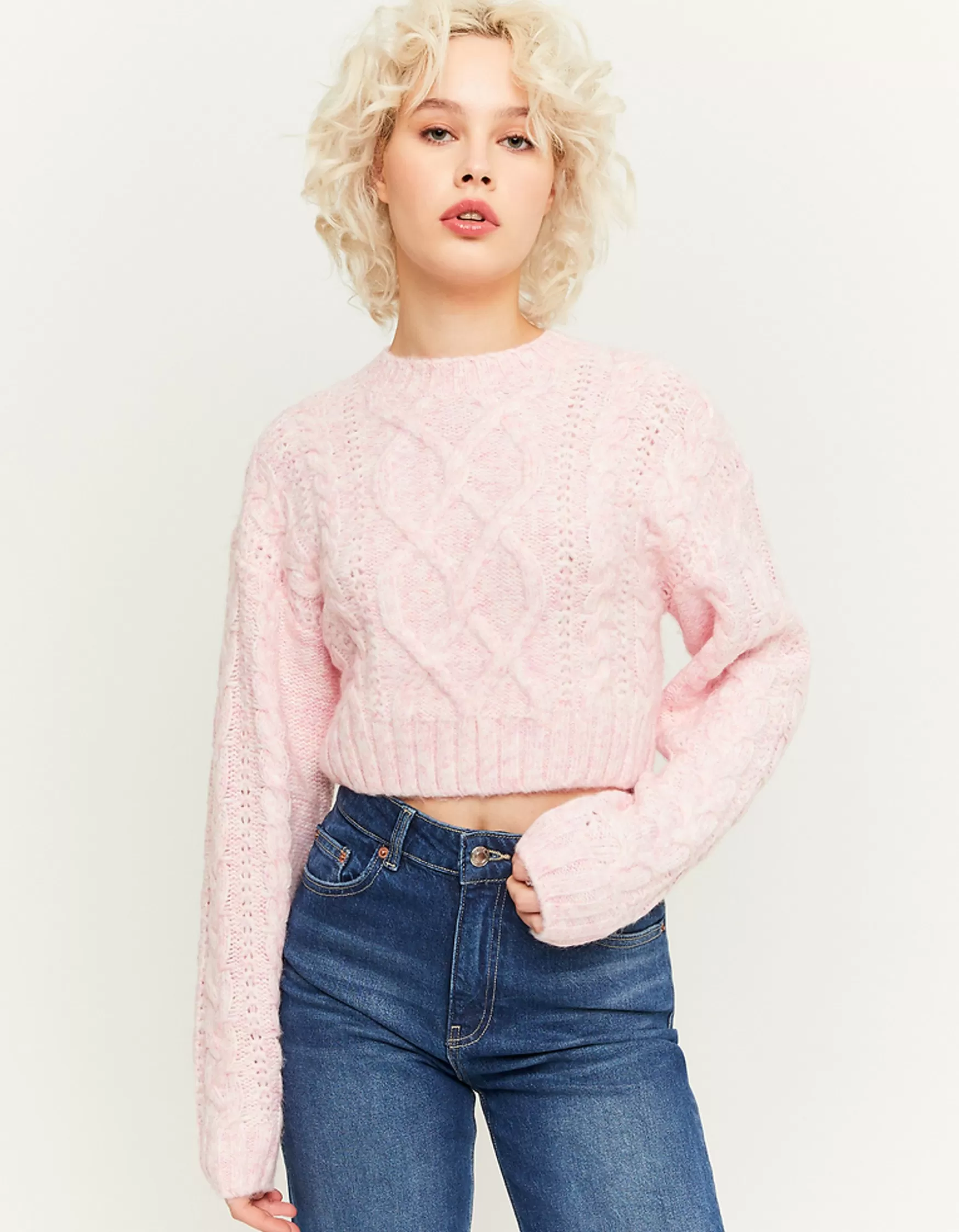 Discount Pull Pink en Maille Torsadée Maille