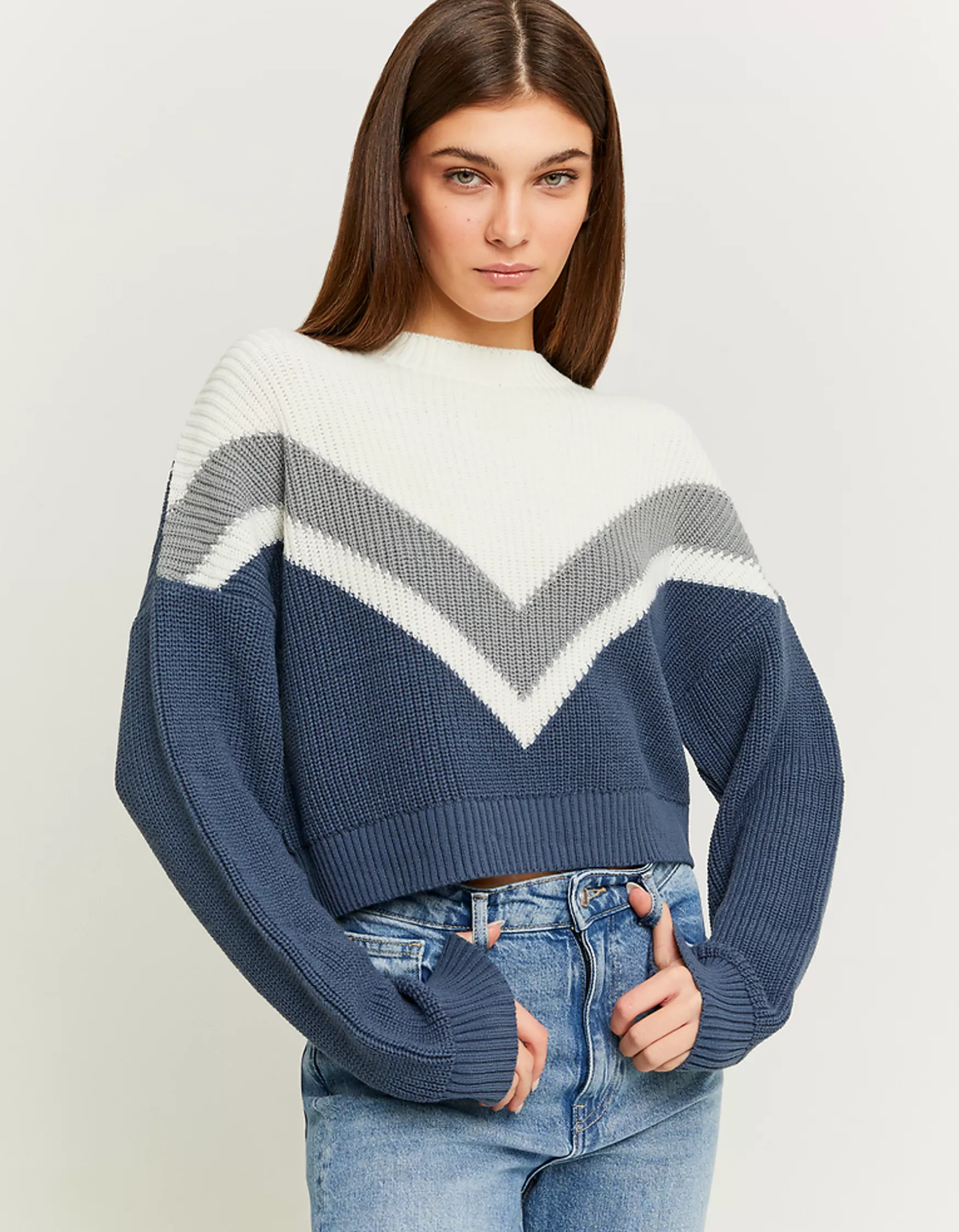 New Pull Rayé Court Coupe Décontractée Maille