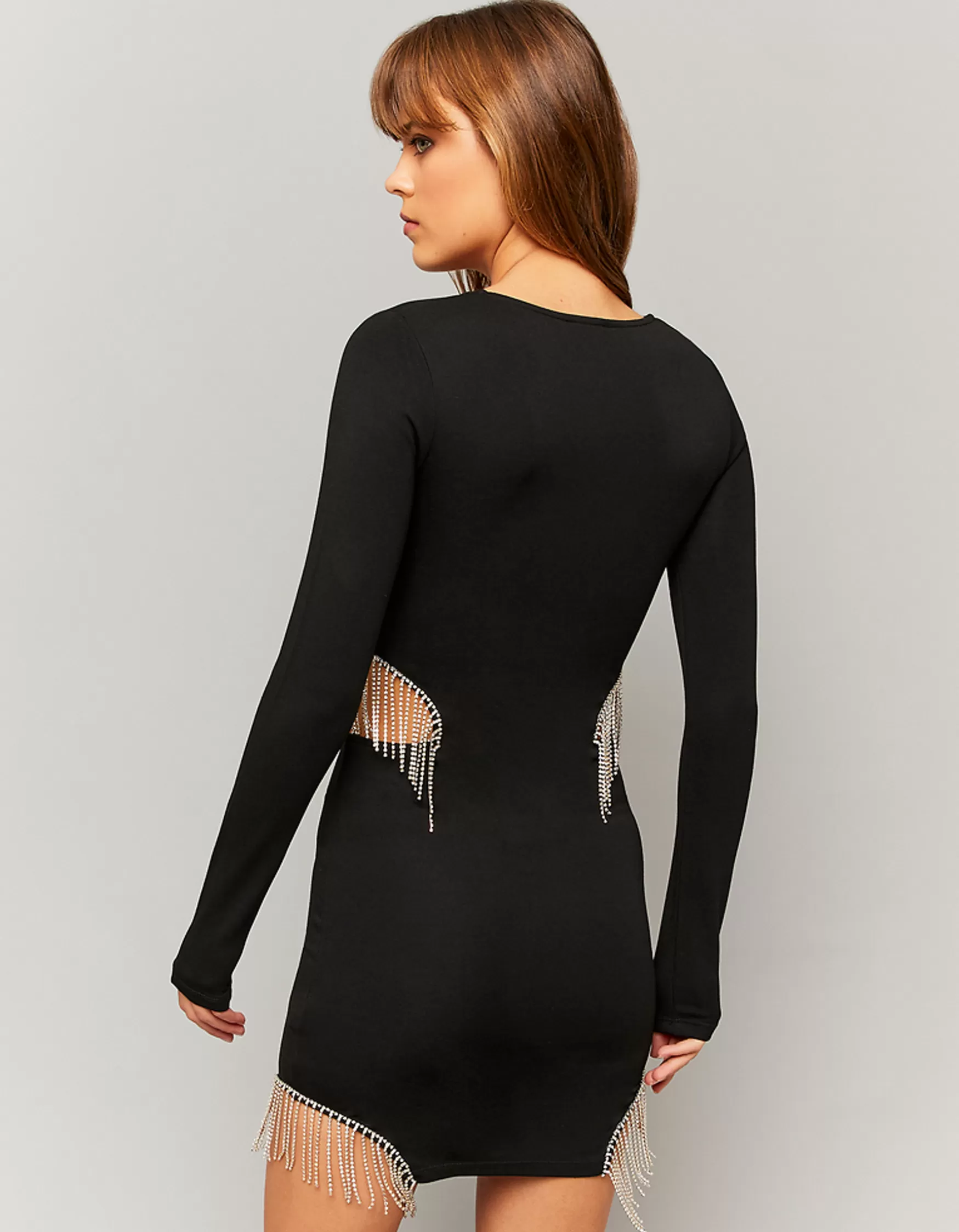 Cheap Robe courte ajustée e avec strass en cascade Robes