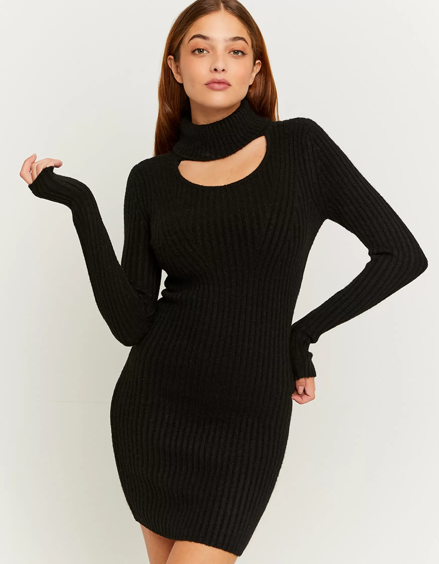 Cheap Robe courte en maille e avec encolure découpée Maille | Robes