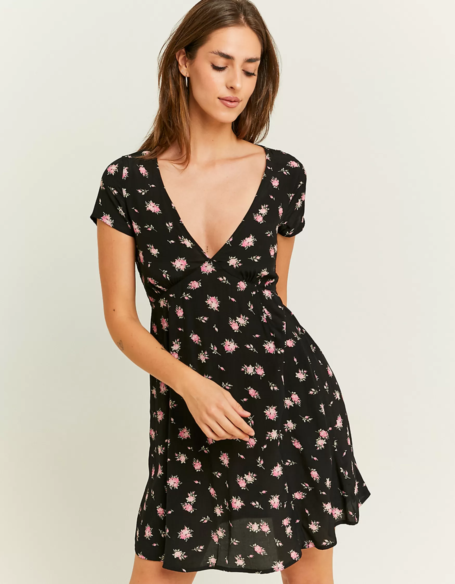 Hot Robe Courte Trapèze Imprimé Floral Robes