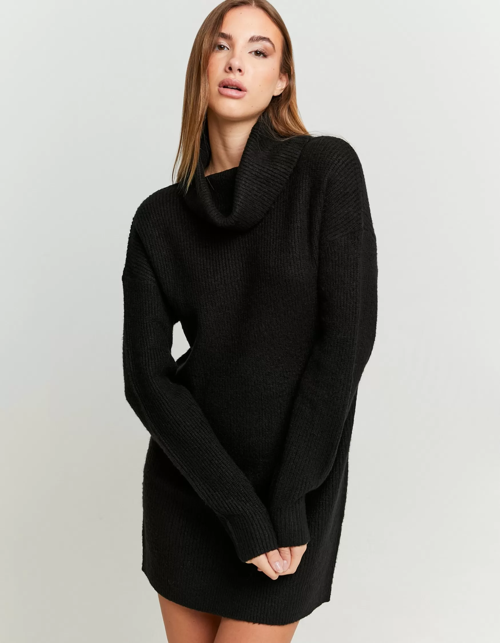 Cheap Robe en Maille avec Large Col Roulé Robes