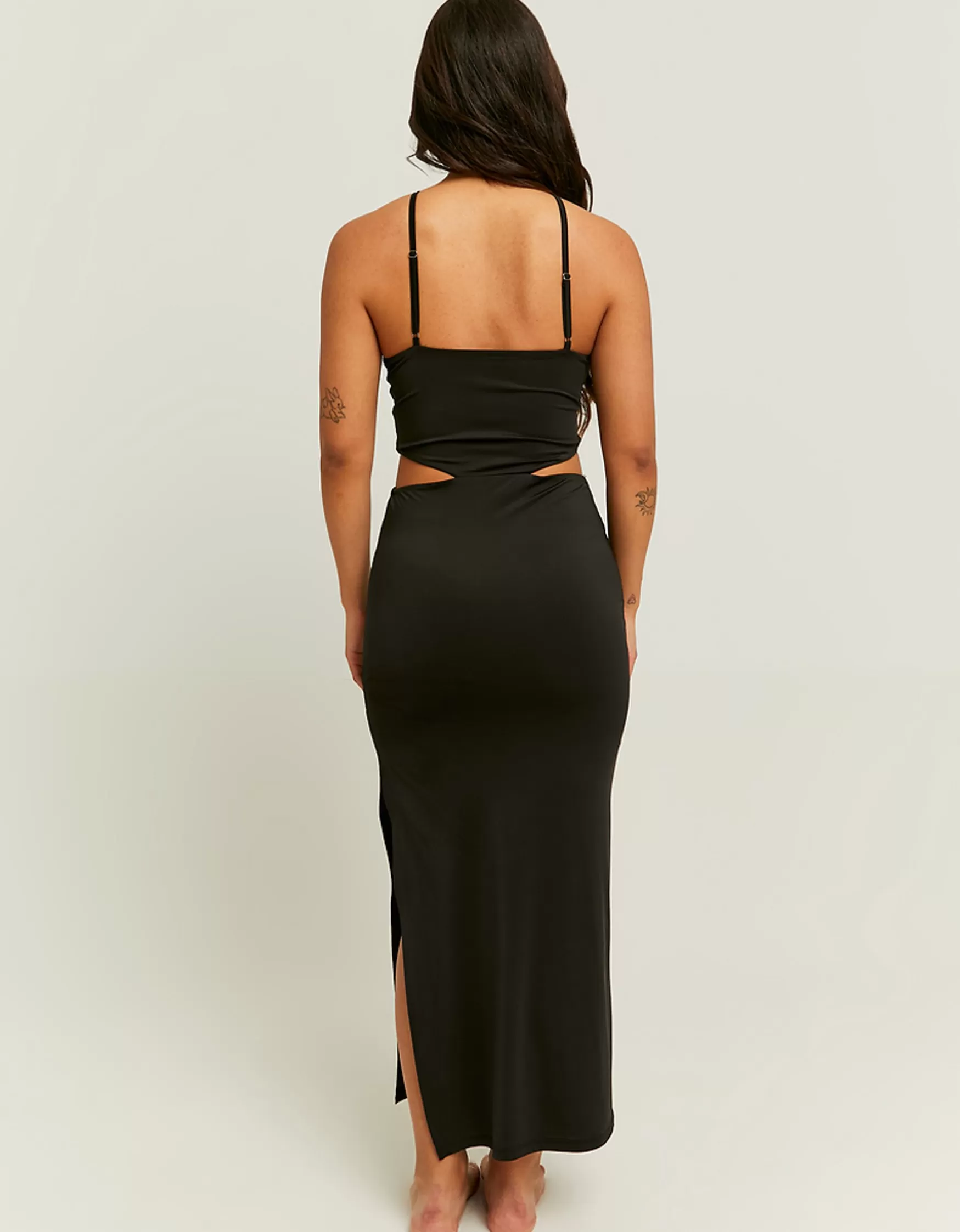 Fashion Robe Longue e Col Montant avec Découpe et Fleurs Robes