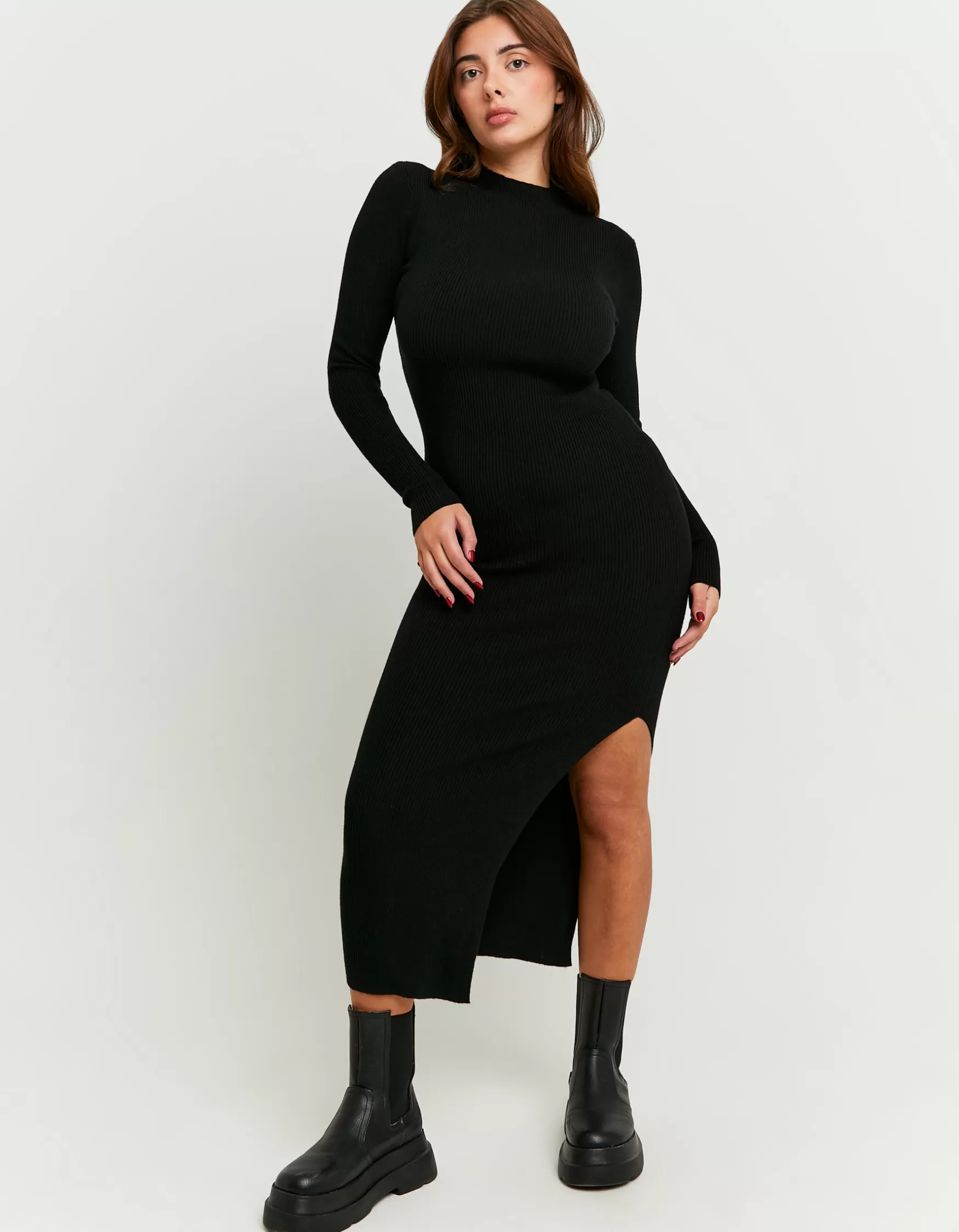 Sale Robe Longue e en Maille avec Fente Maille | Robes