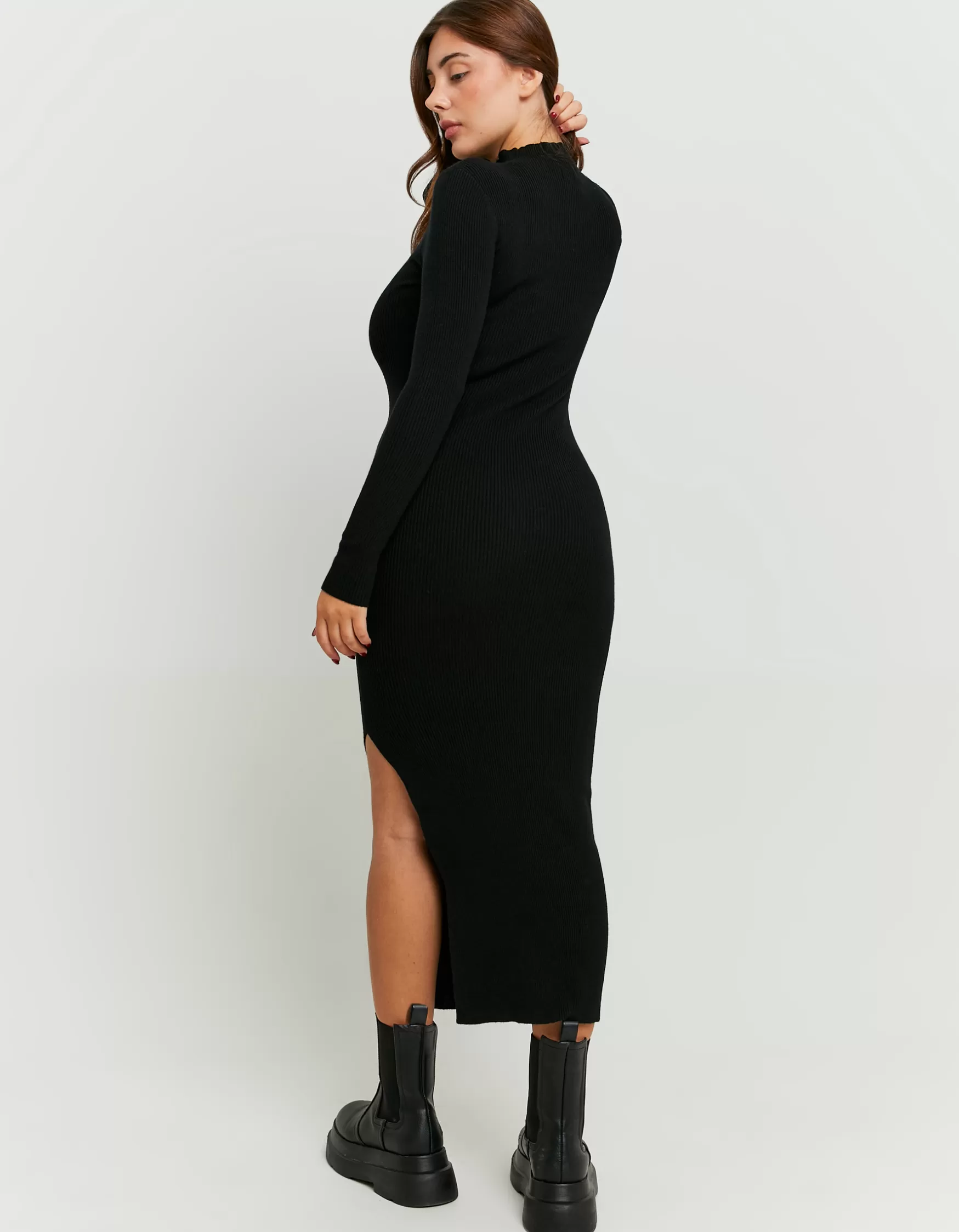 Sale Robe Longue e en Maille avec Fente Maille | Robes