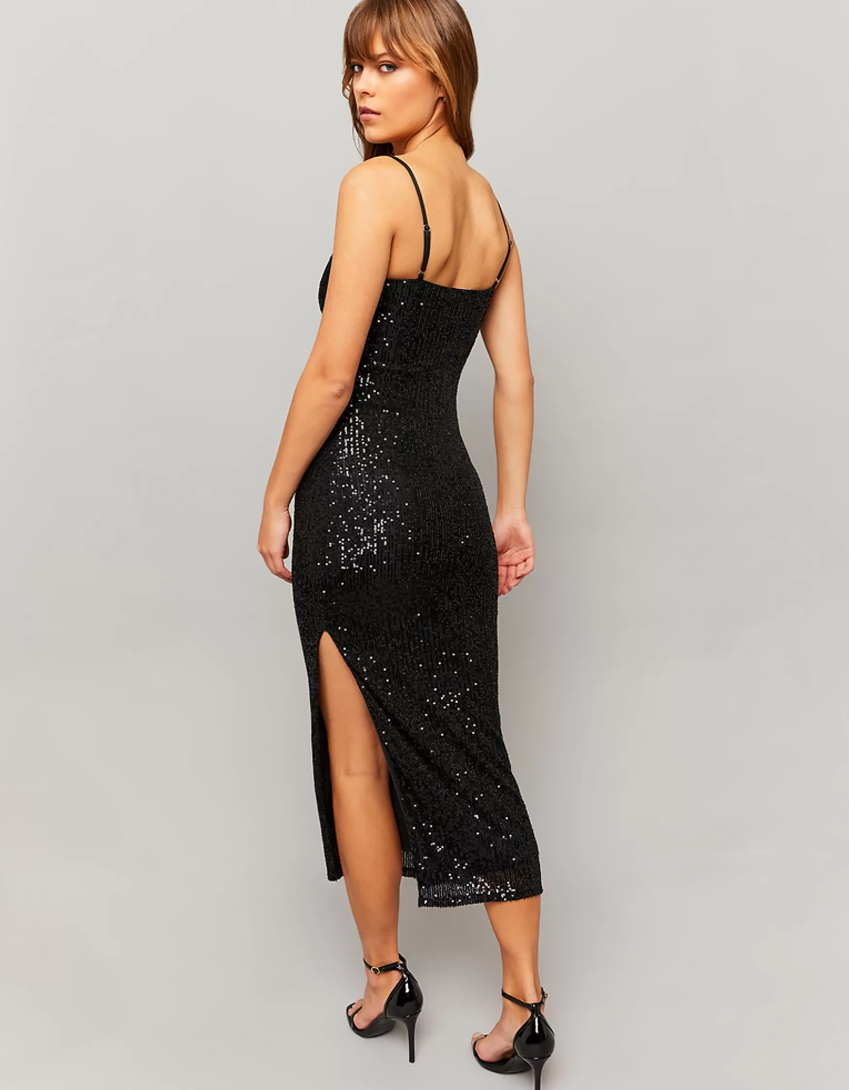 Outlet Robe midi à sequins e avec fente Robes
