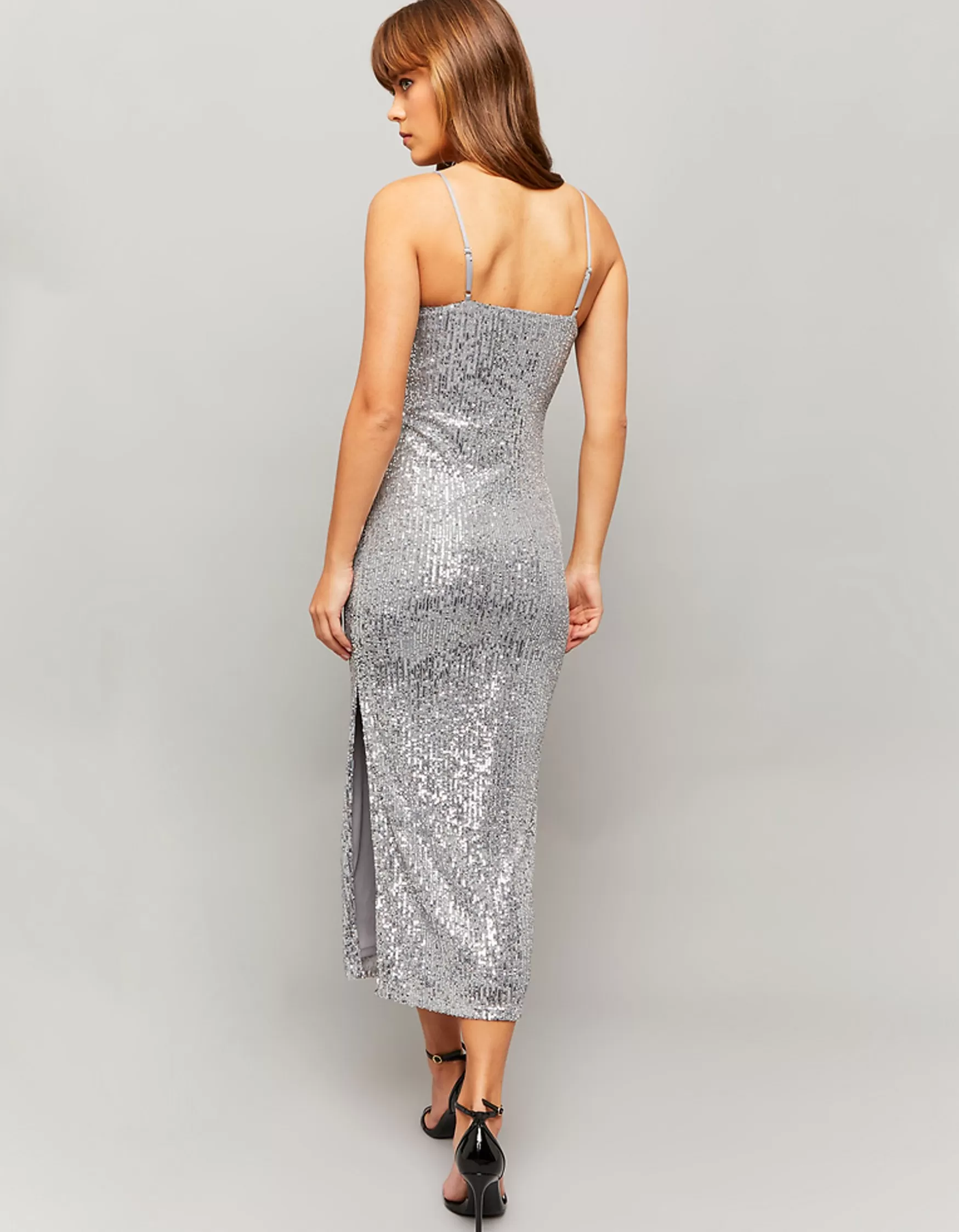 Cheap Robe midi fendue à sequins e Robes