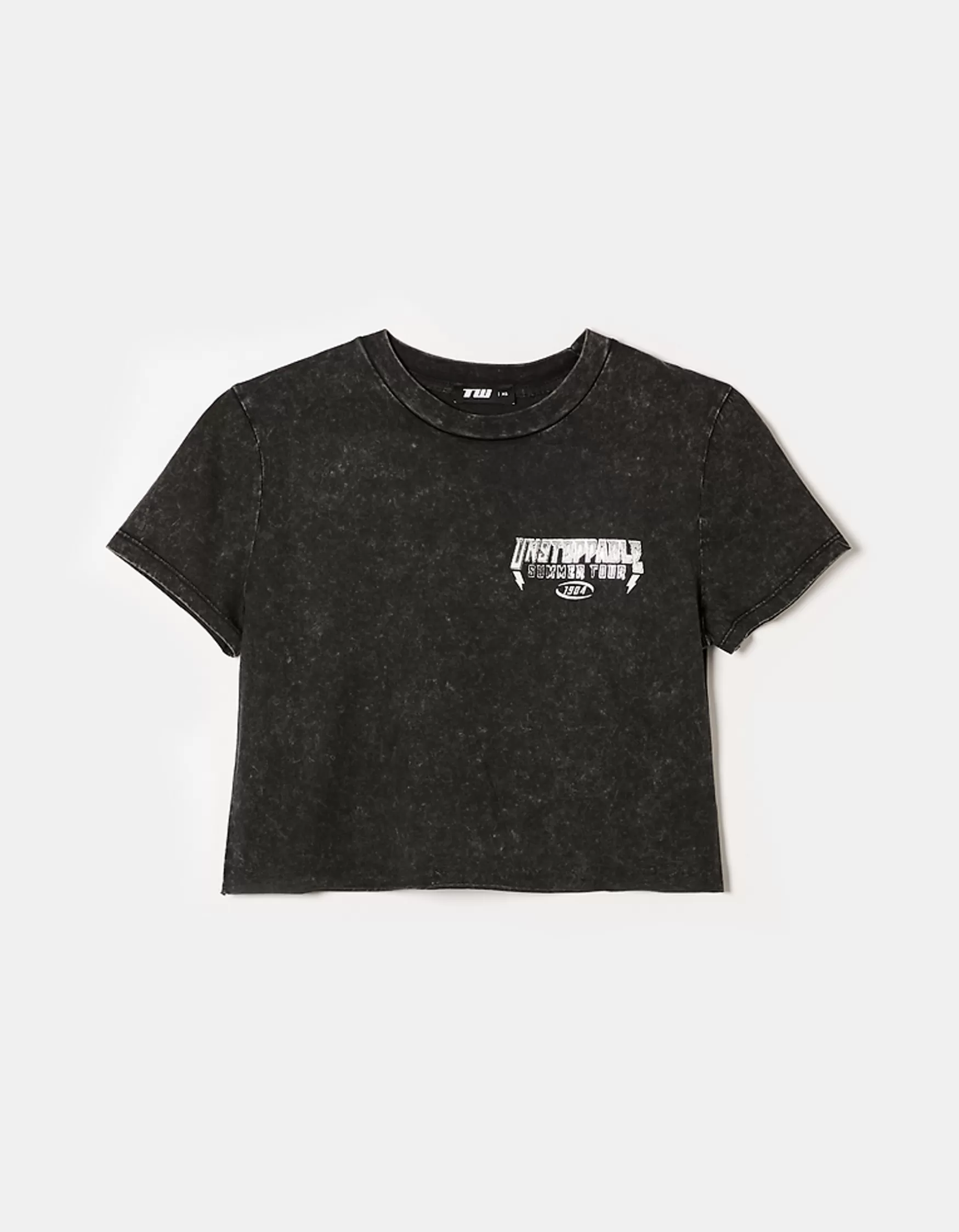 New Schwarzes bedrucktes T-Shirt T-Shirts Imprimés