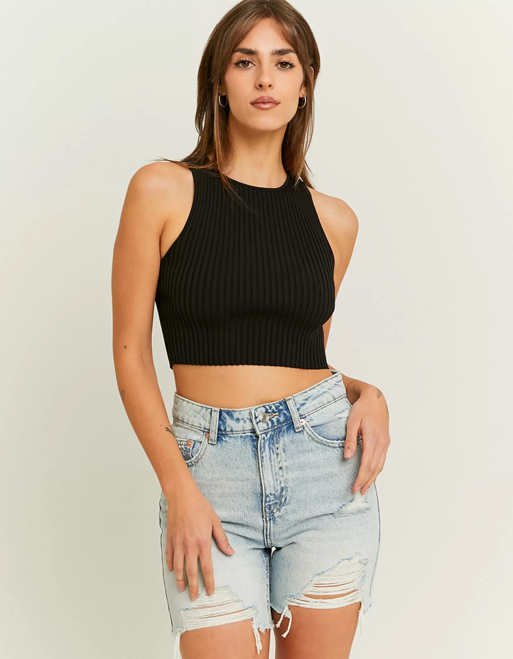 Sale Short Bermuda Destroy Taille Haute Shorts