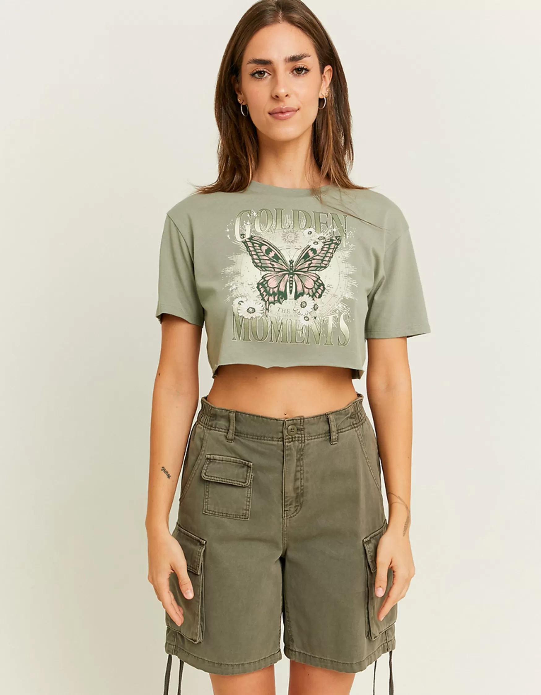 Discount Short Cargo Brun Taille Mi-Haute Shorts
