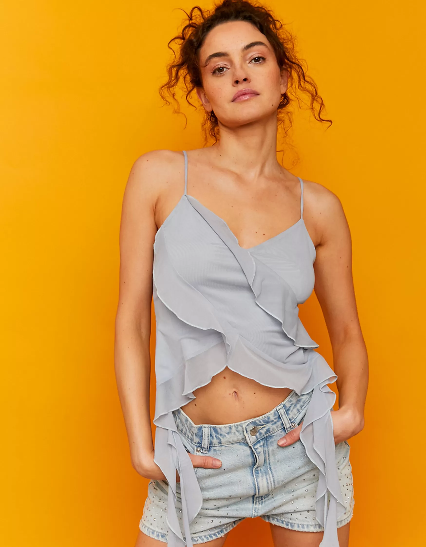 Flash Sale Short Mom Taille Haute avec Strass Shorts