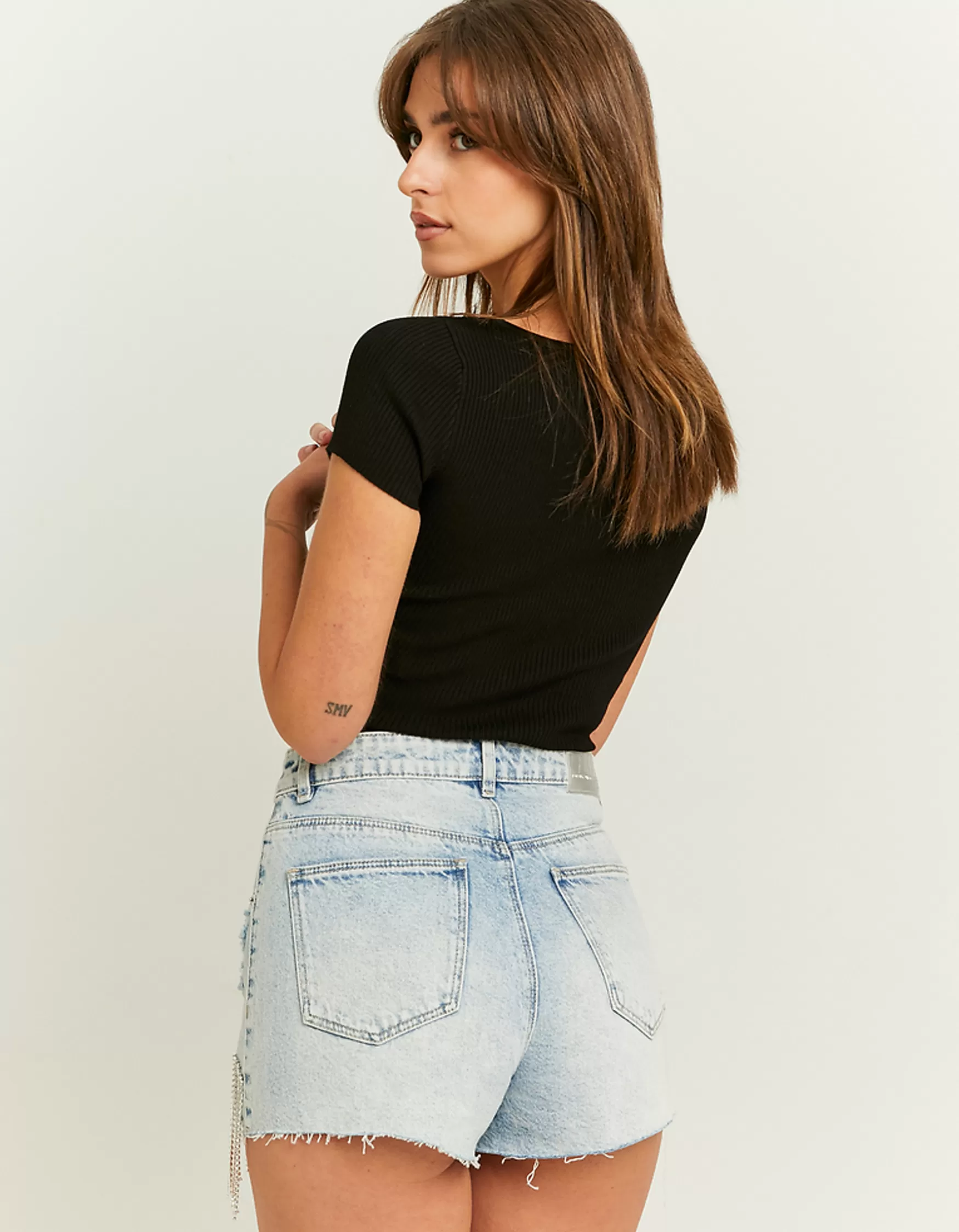 Store Short Mom Taille Haute avec Strass Shorts