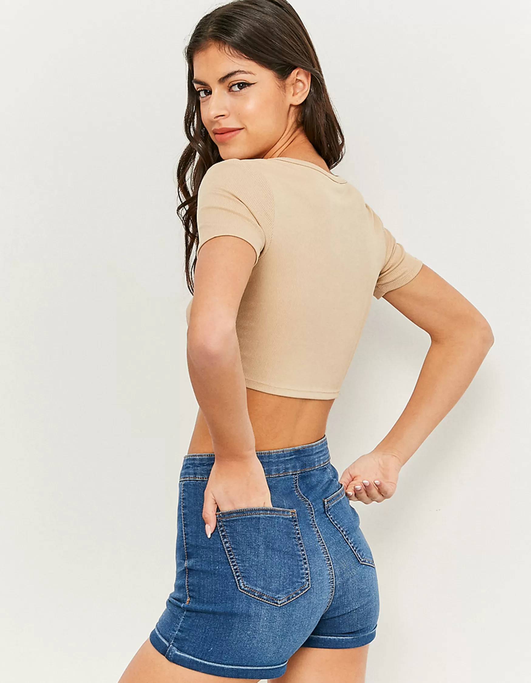 Shop Short Skinny en Jean Taille Haute Shorts