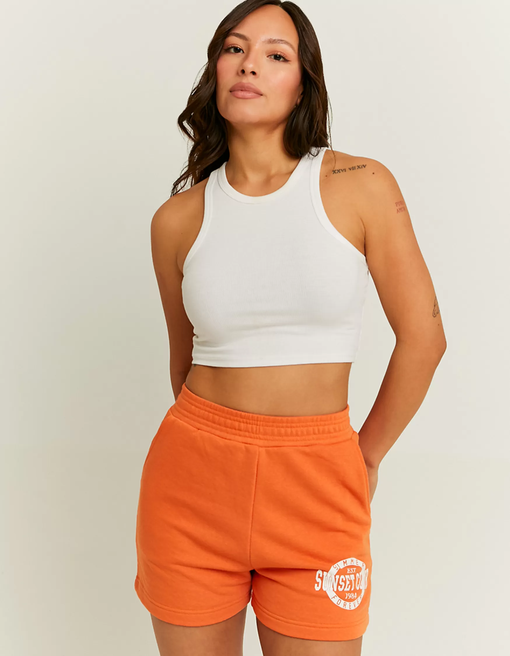 Shop Short Sporty Orange Imprimé Shorts | Sweats & Hoodies